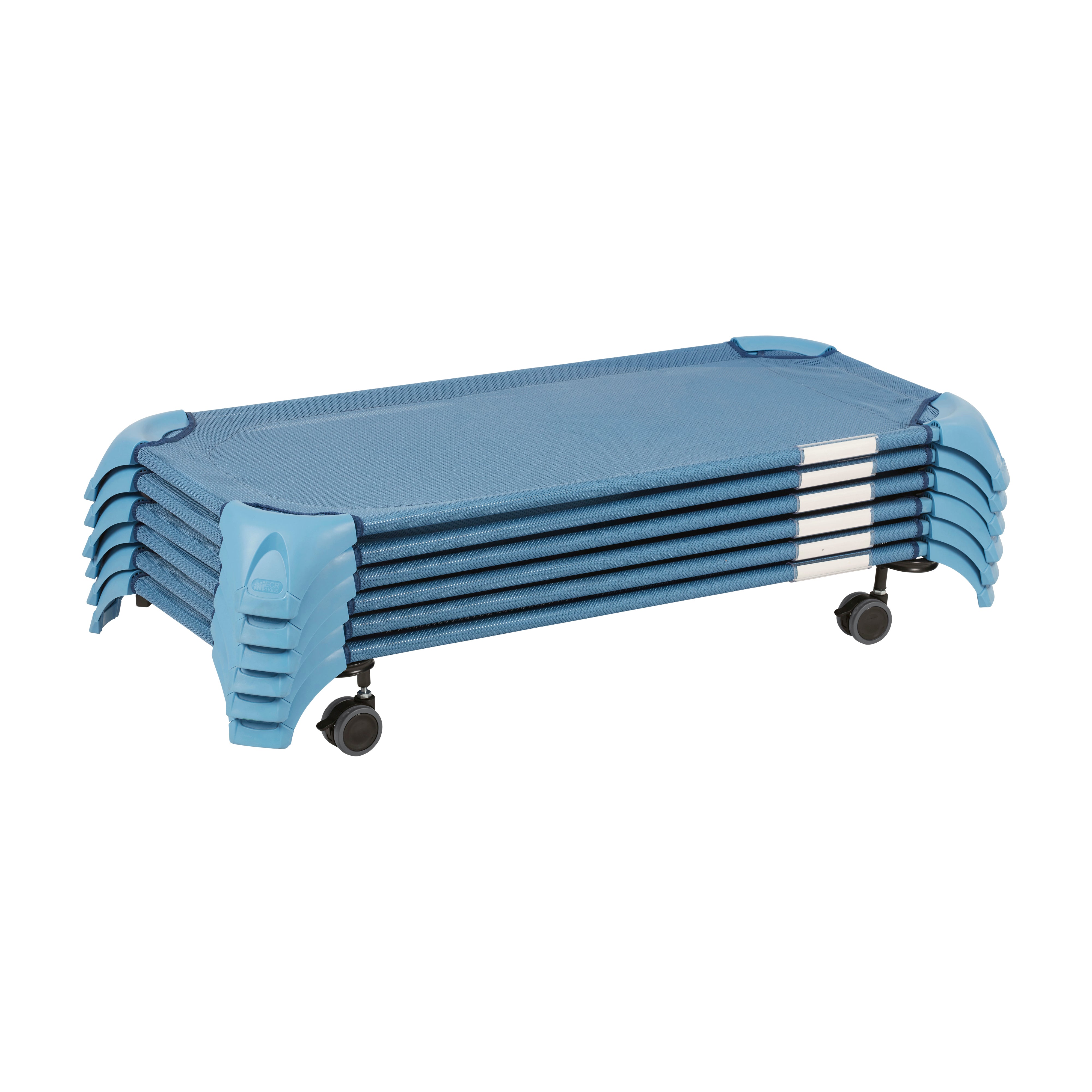 Stackable Cozy Cots with Universal Cot Trolley, 6-Pack