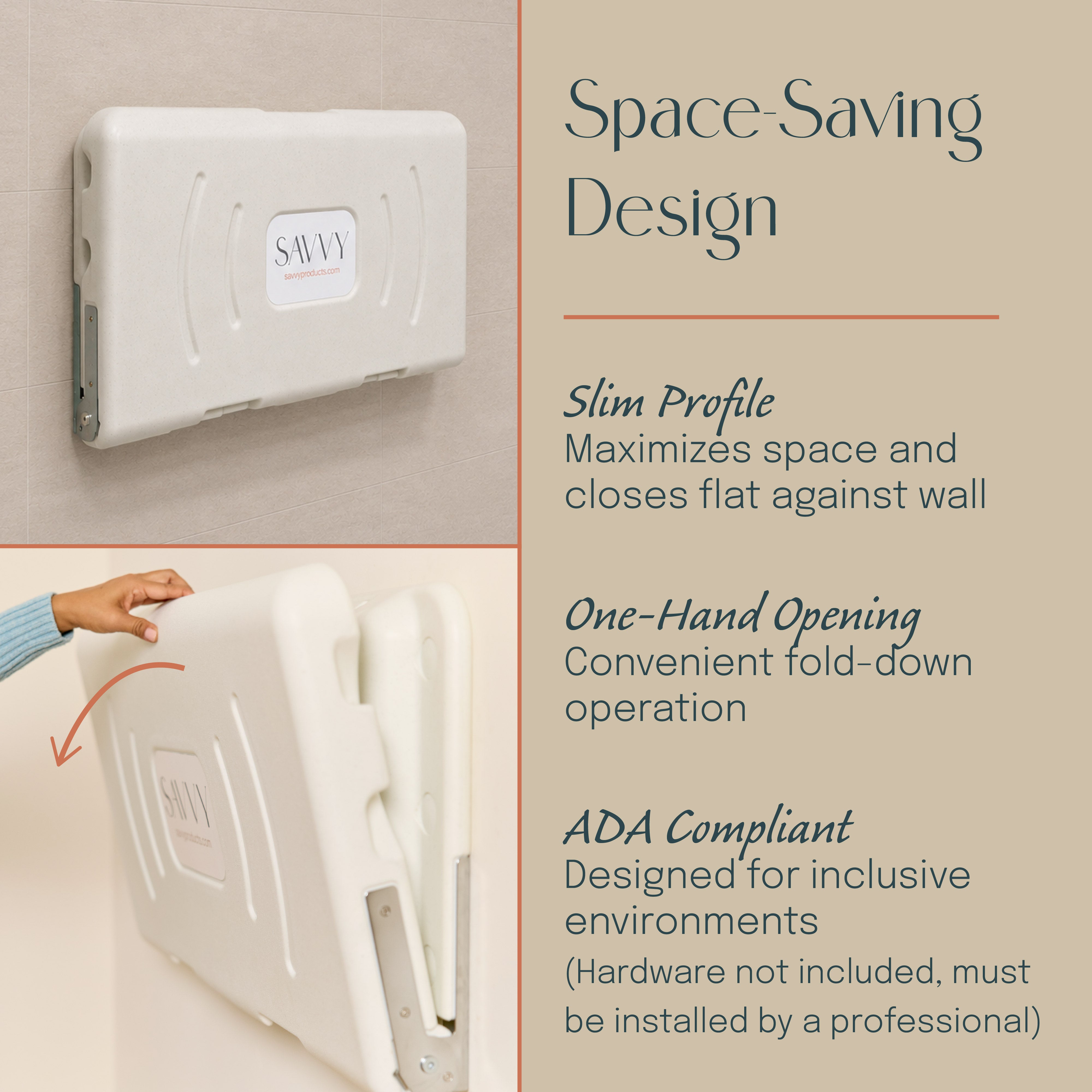 Commercial Wall-Mounted Baby Changing Station with 500 Disposable Sanitary Liners
