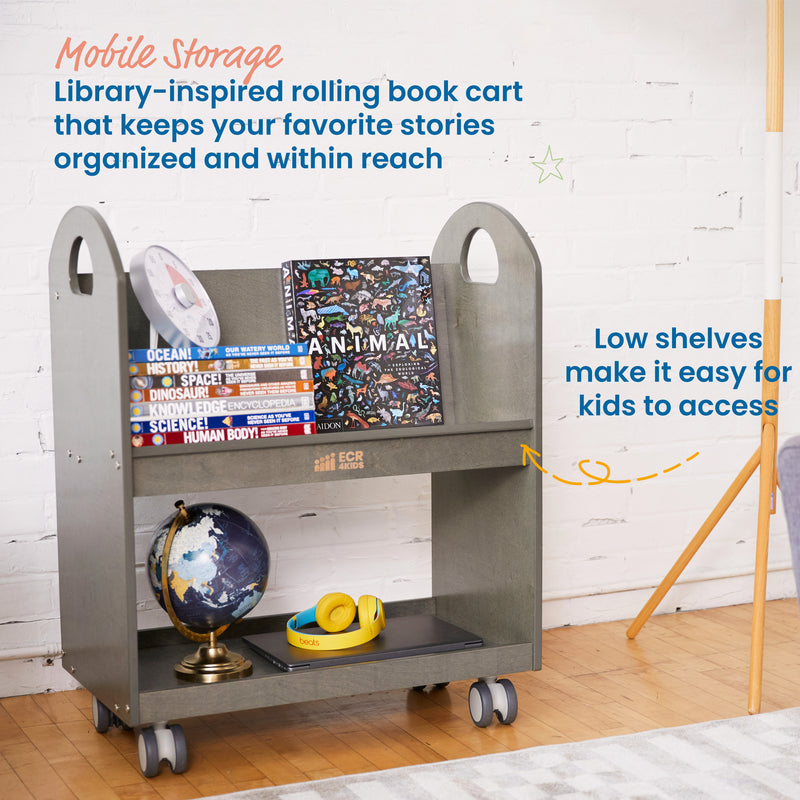 Mobile Book Cart with Countdown Timer, Classroom Bookshelf