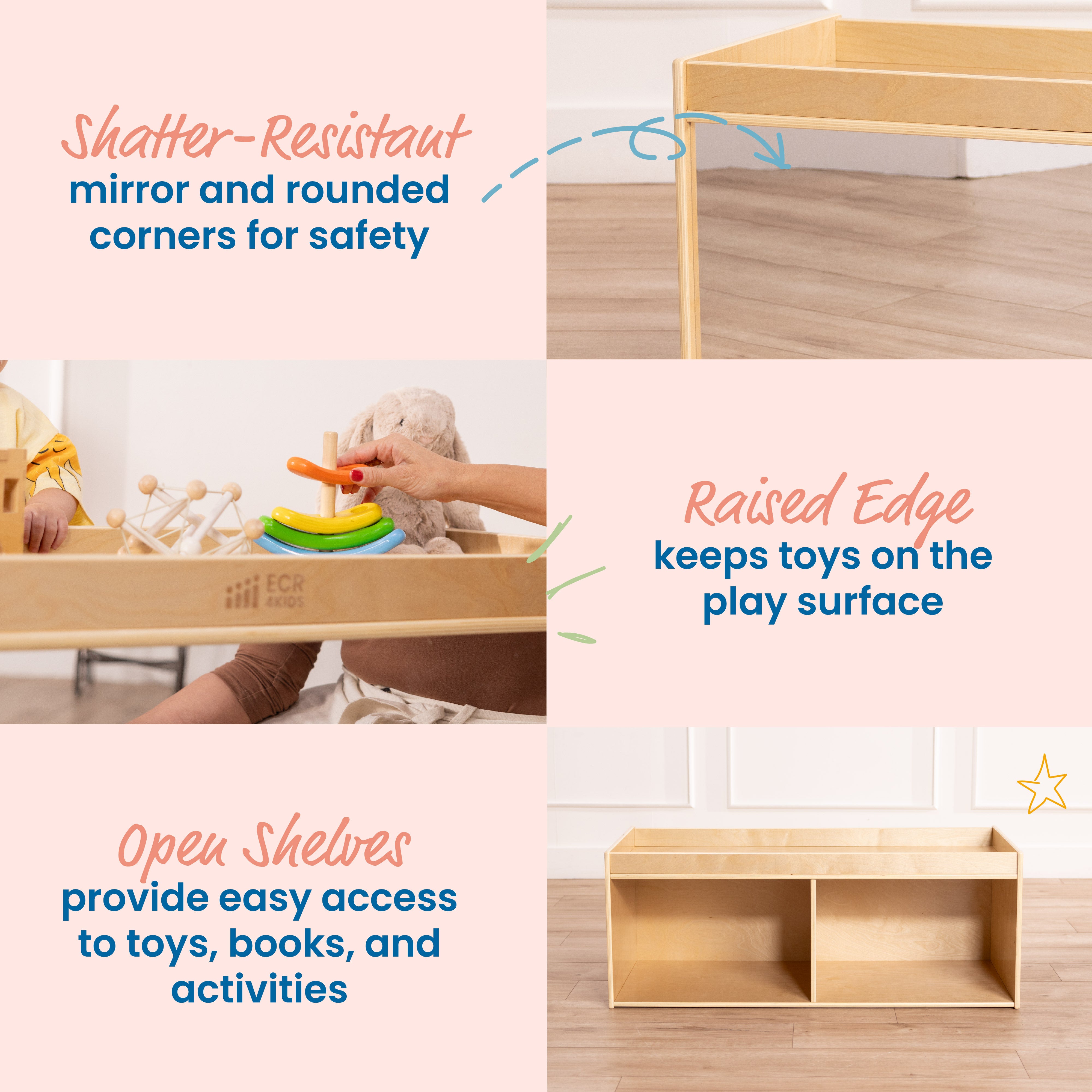 Infant Sensory Exploration Package with Coordination Mirror,  Activity Center and Storage Cabinet