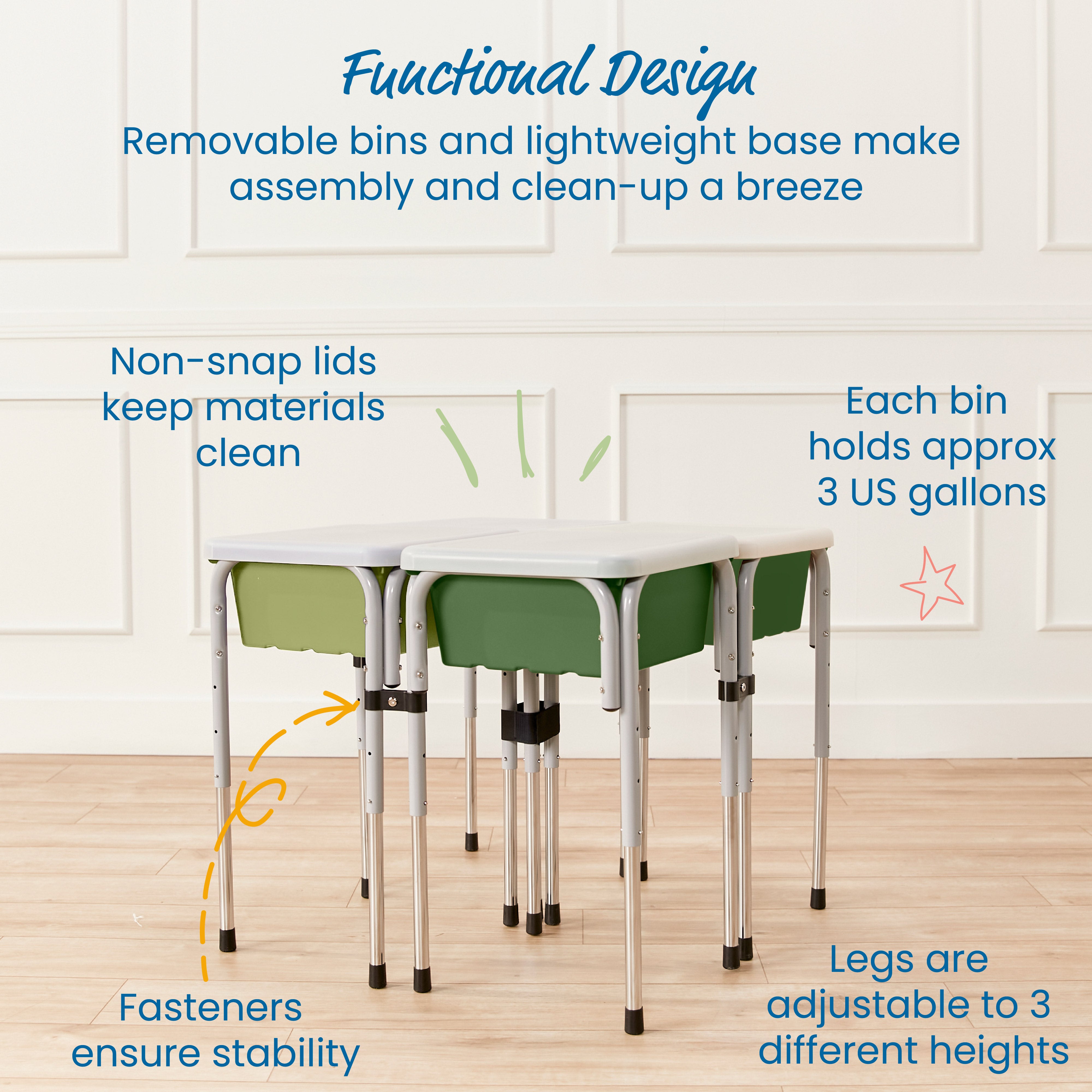 4-Station Sand and Water Adjustable Play Table, Sensory Bins