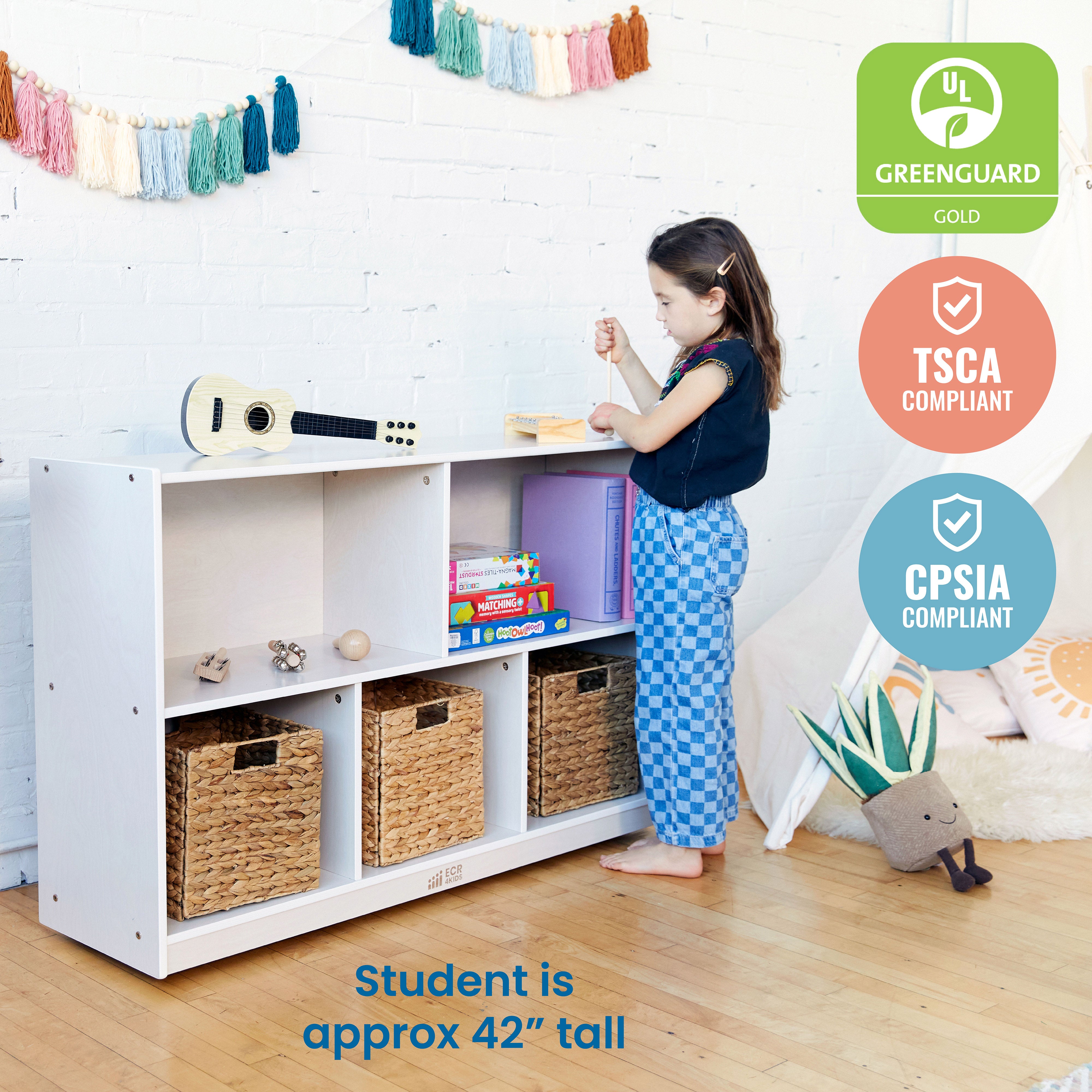 5-Compartment Mobile Storage Cabinet, Preschool