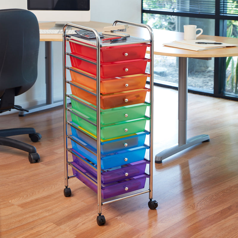 10-Drawer Mobile Organizer, Storage Cart