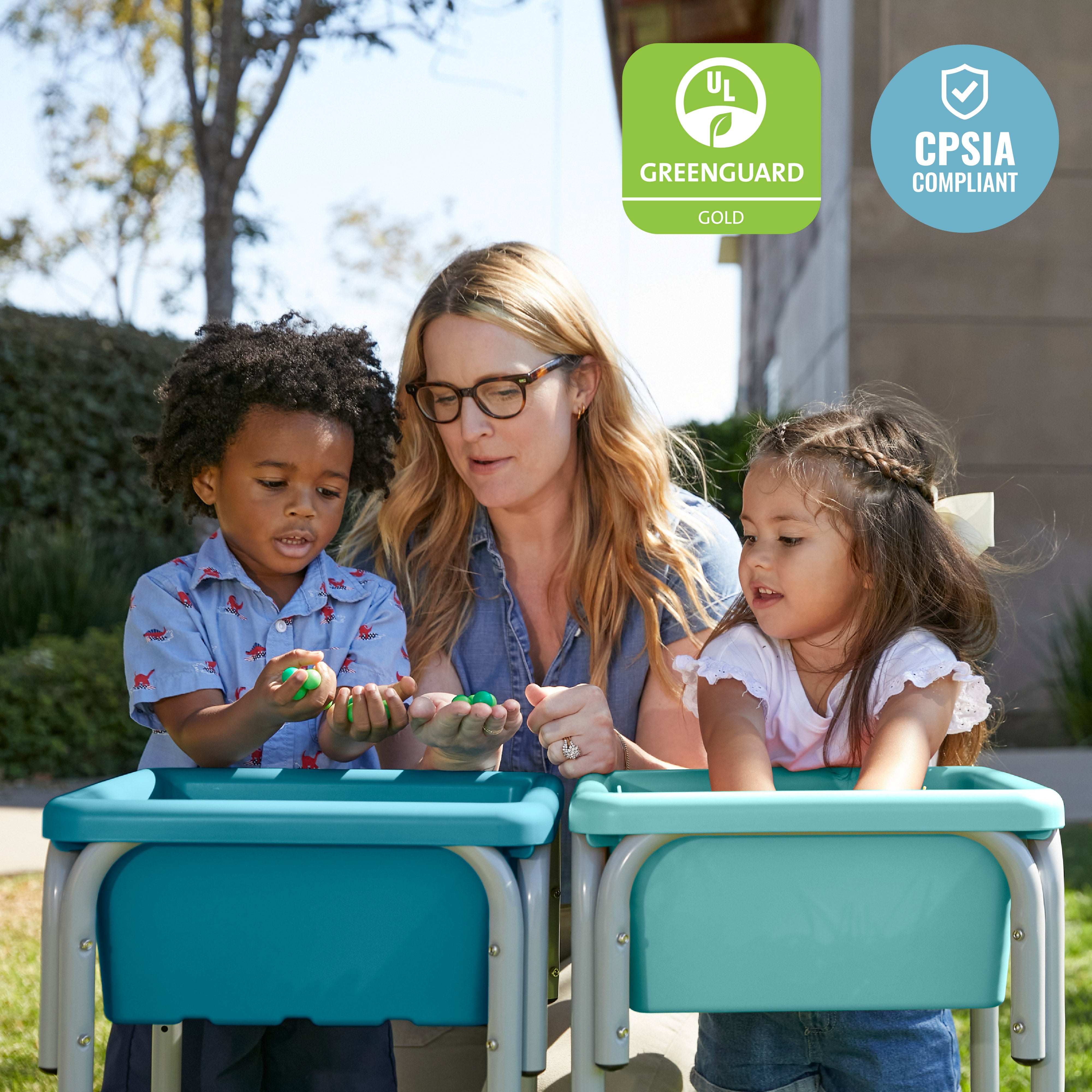 2-Station Sand and Water Adjustable Play Table, Sensory Bins