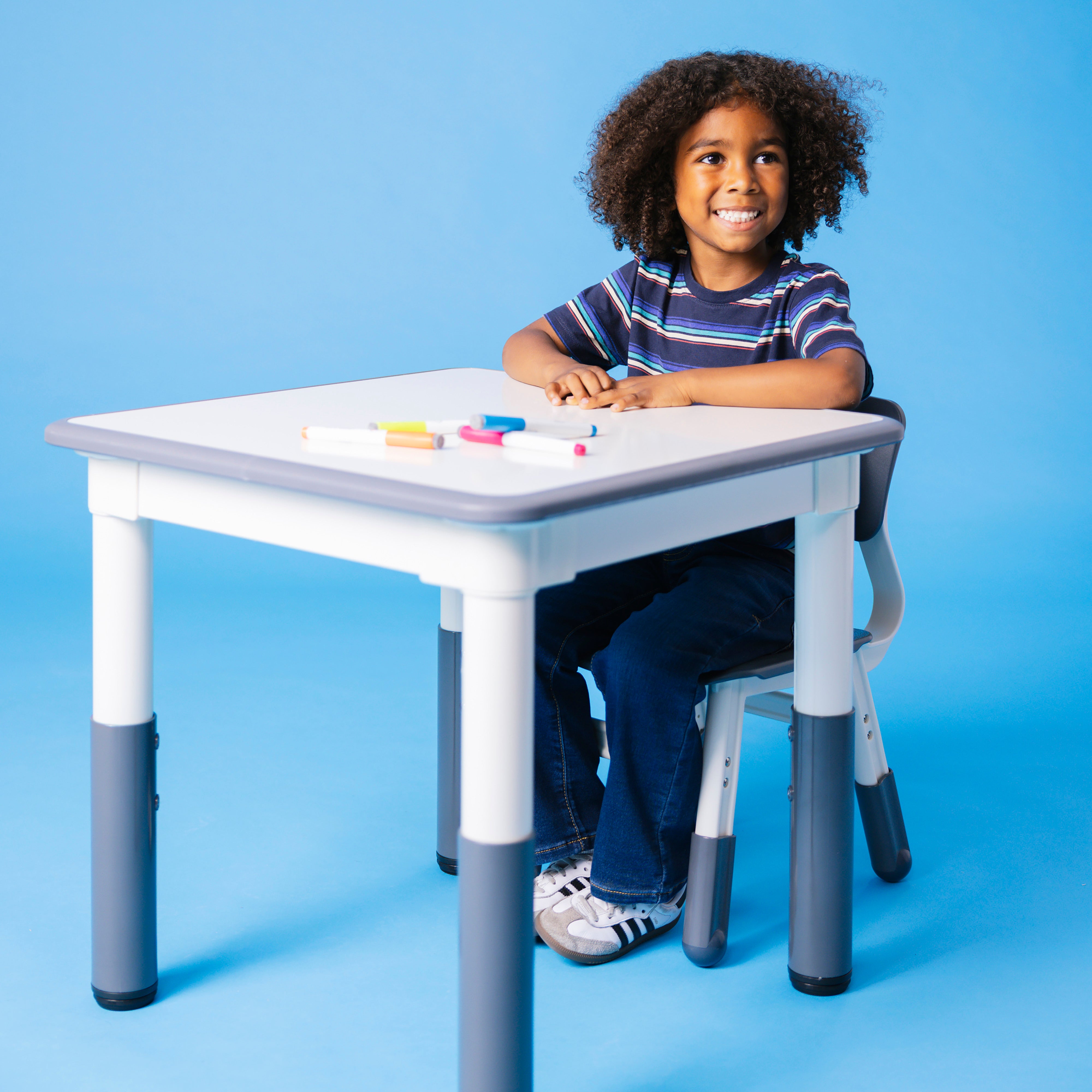 Dry-Erase Adjustable Height Table and Chairs Set, 3-Piece