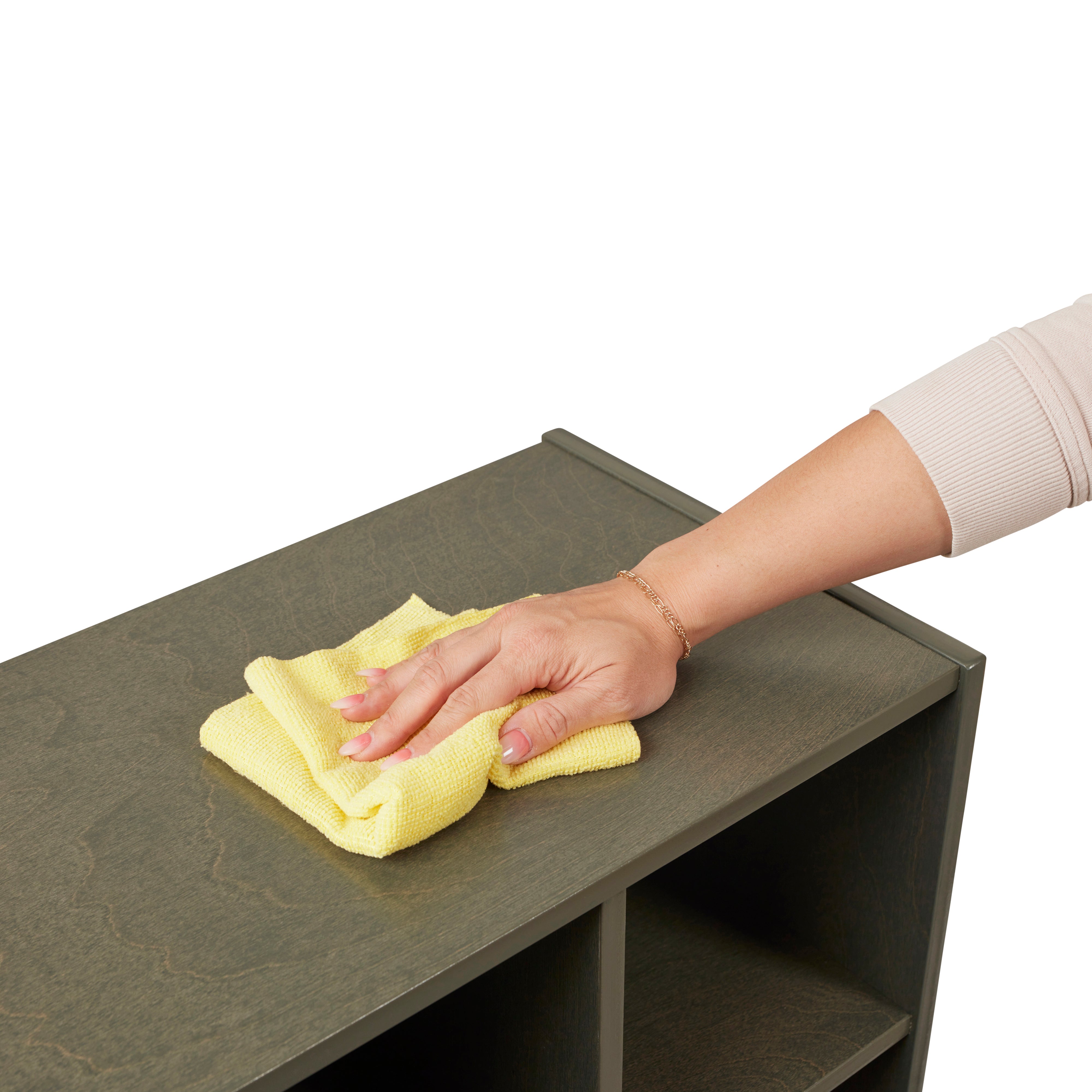 5+5 Mobile Storage and Tray Cabinet with 5 Scoop Front Bins, Grey Wash