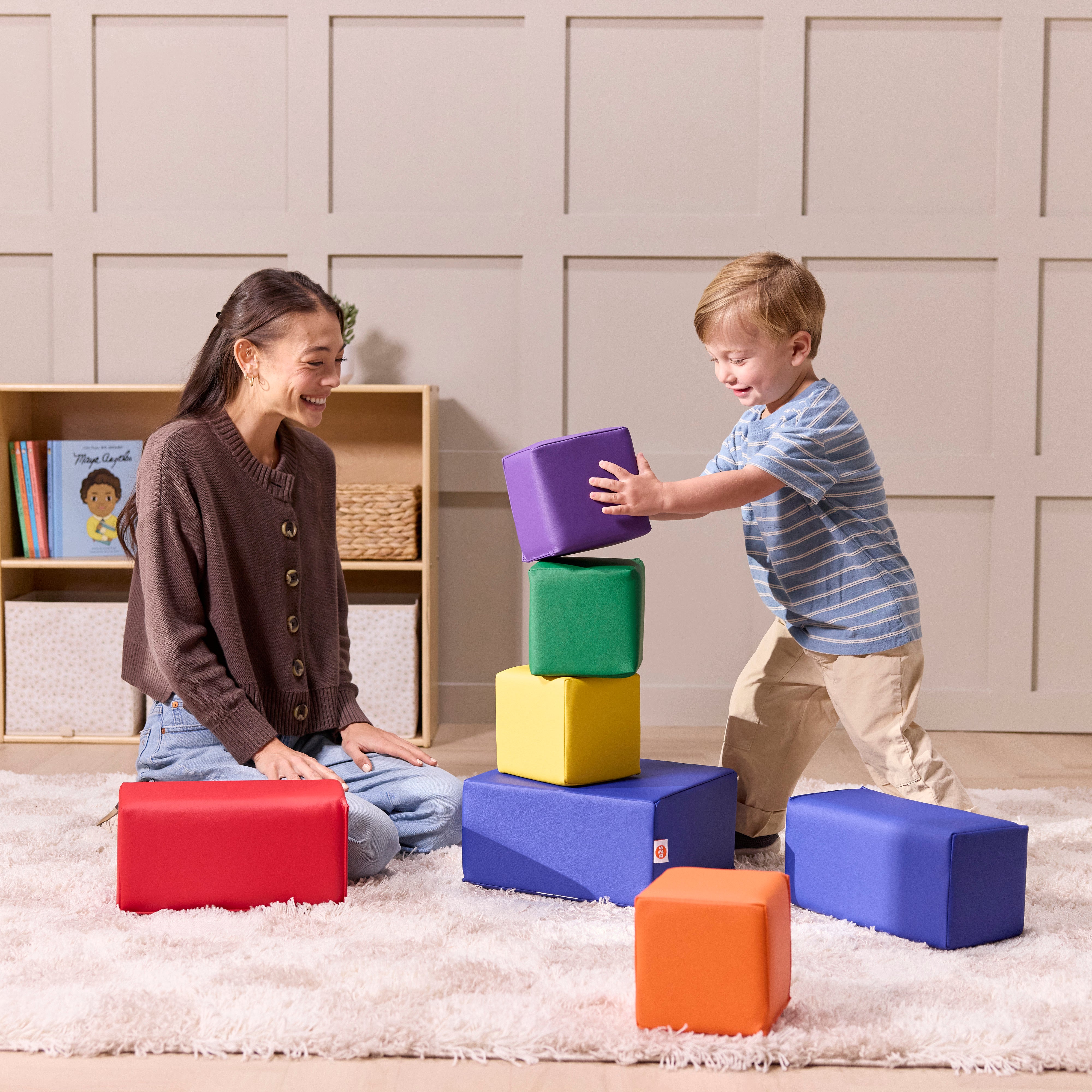 EarlyBuilder Foam Stacking Block Set, Small, 7-Piece