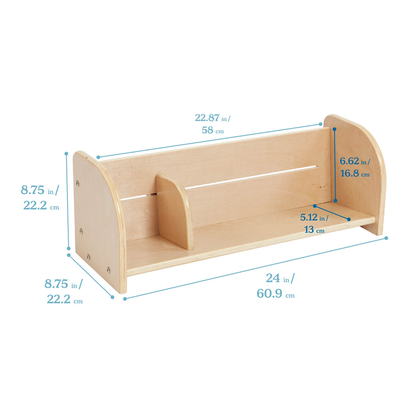 Tabletop Book Display, Library Storage Organizer with Adjustable Book Stop