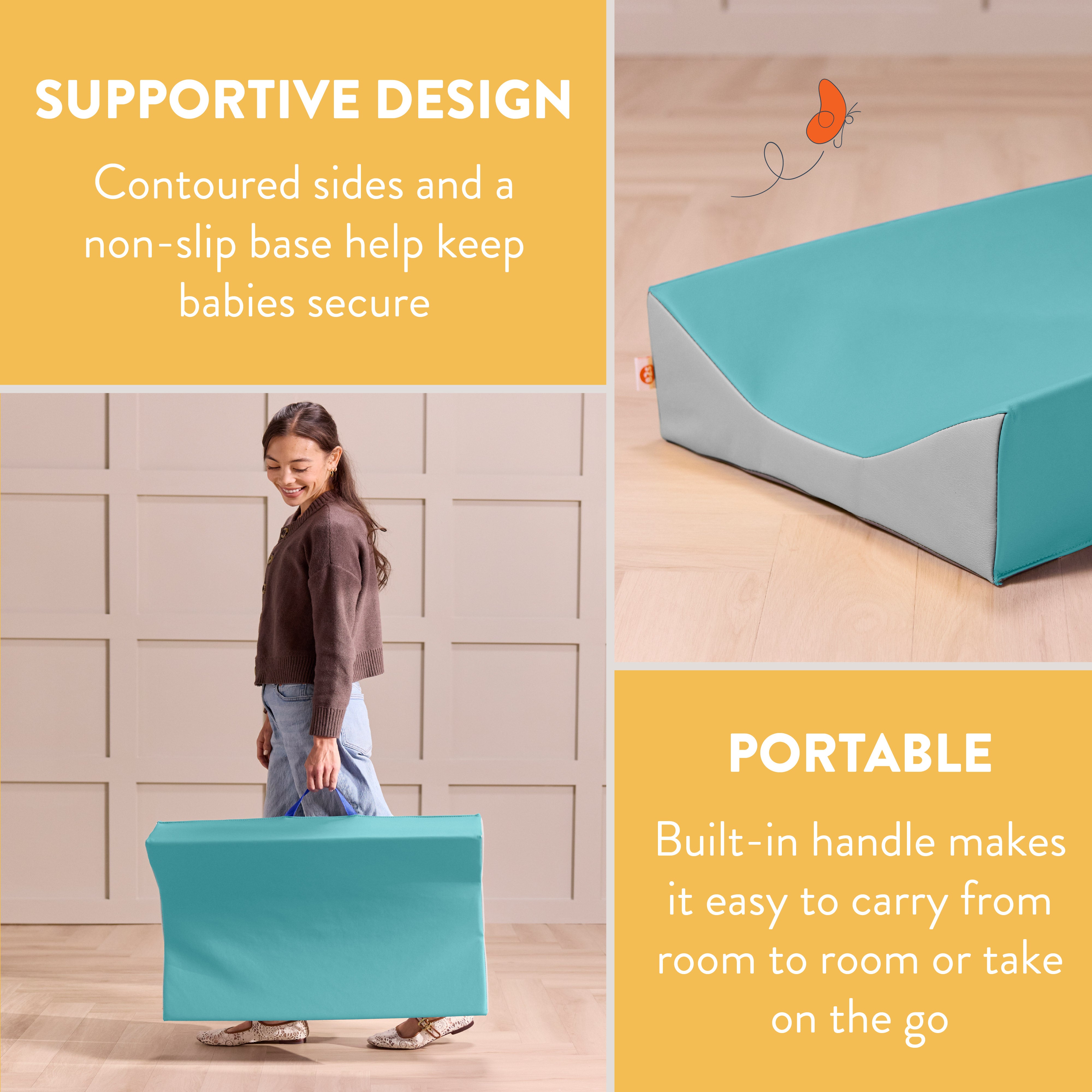 Contoured Portable Baby Changing Pad with Carry Handle