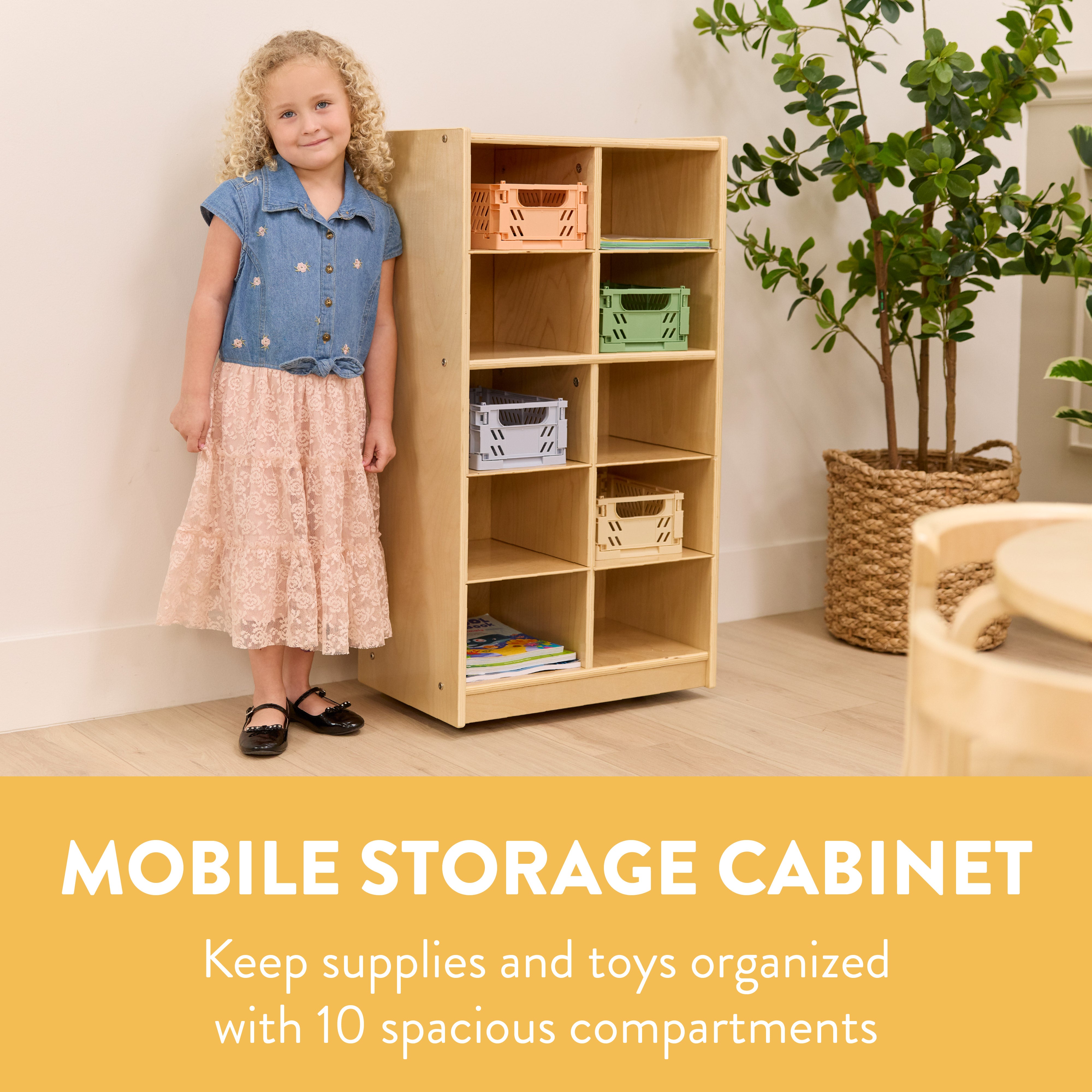 10-Compartment Mobile Cubby Storage Cabinet, 5x2
