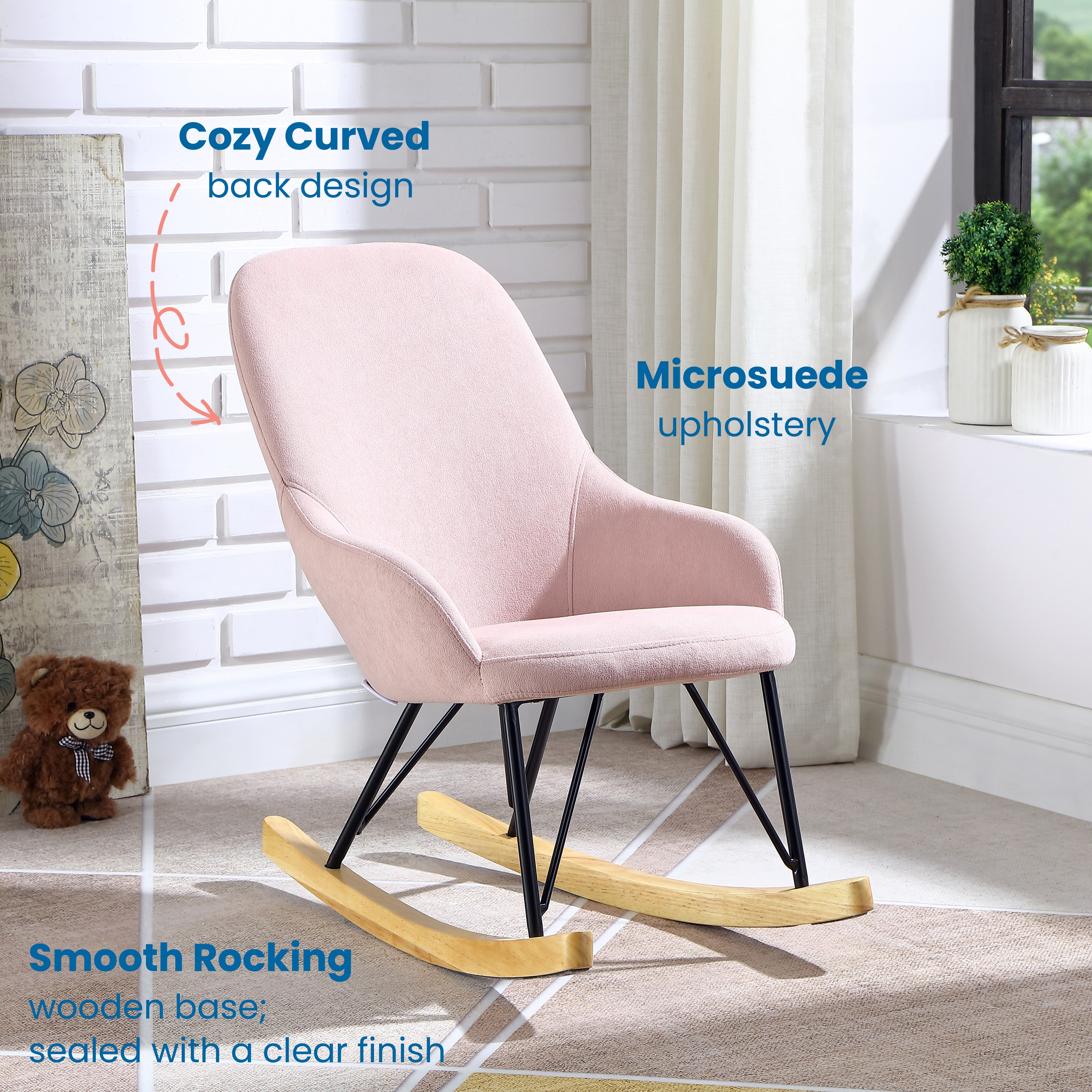 Children’s Modern Rocking Chair, Upholstered Accent Chair