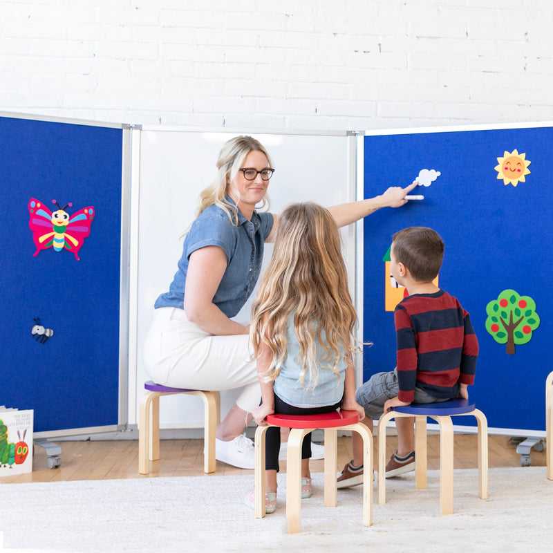 Mobile Dry-Erase Room Divider and Partition, 3-Panel Board and Flannel Felt with Rolling Casters