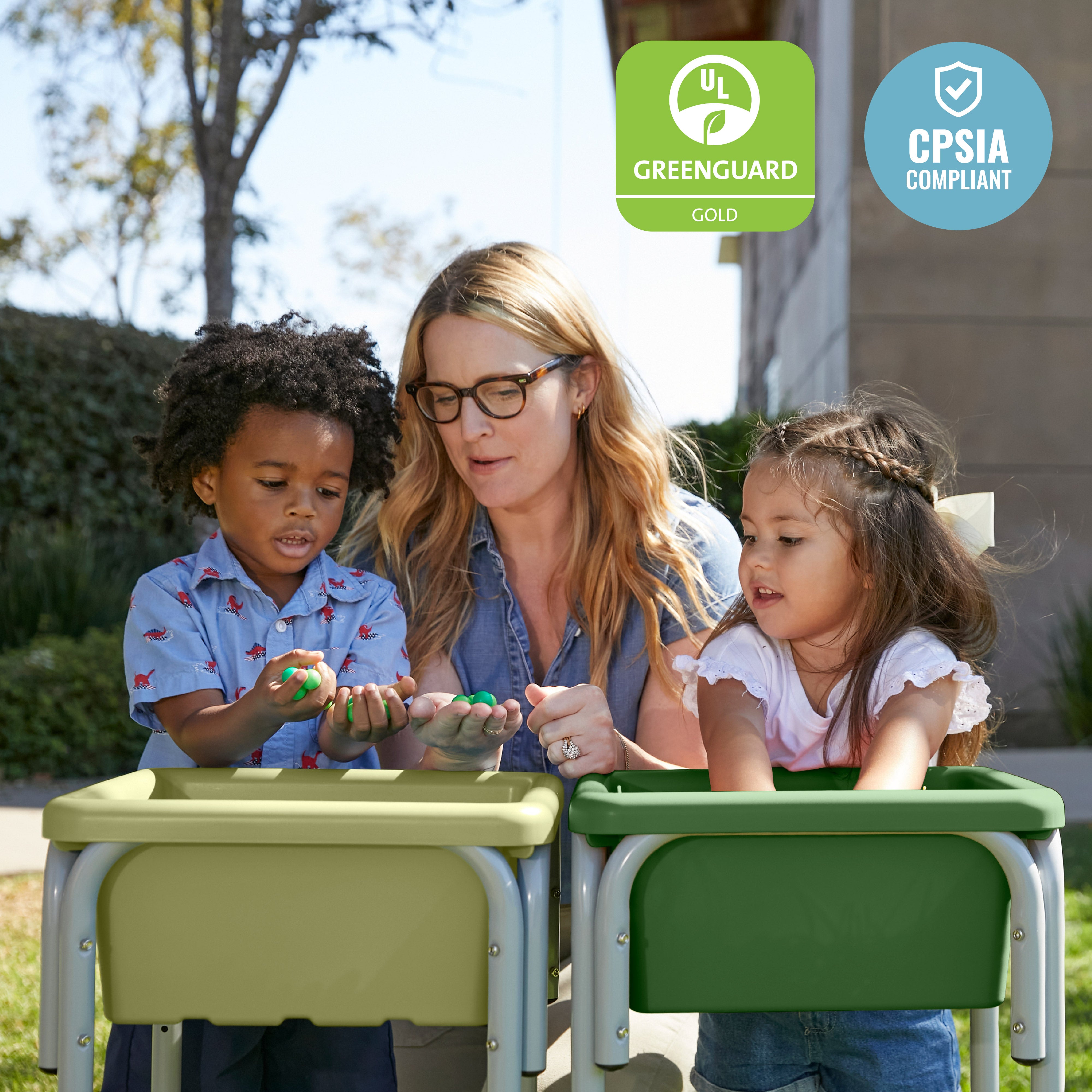 2-Station Sand and Water Adjustable Play Table, Sensory Bins