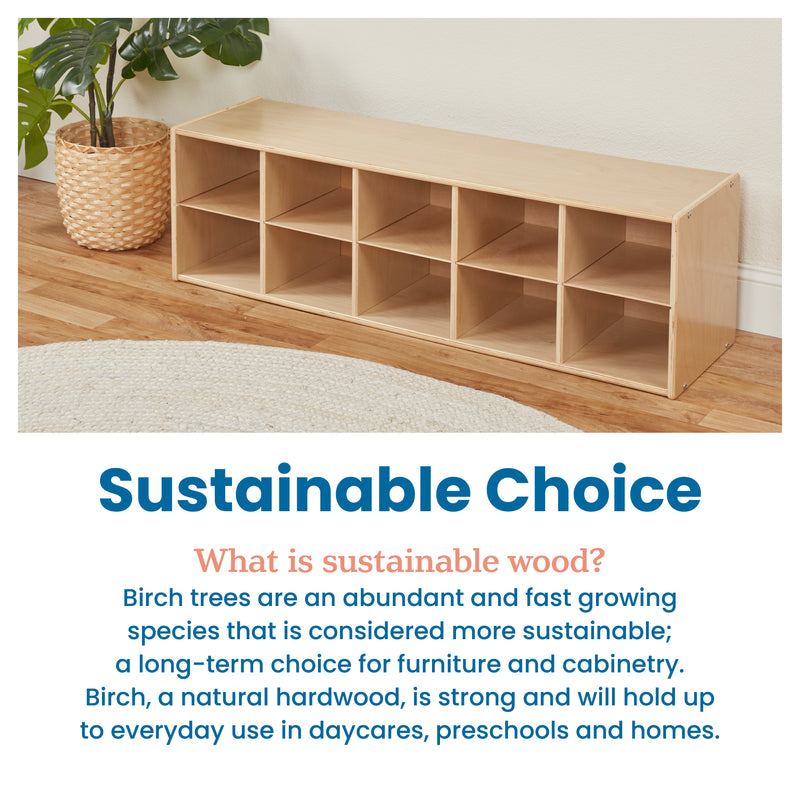 Streamline 10 Cubby Tray Cabinet with Scoop Front Storage Bins, 2x5