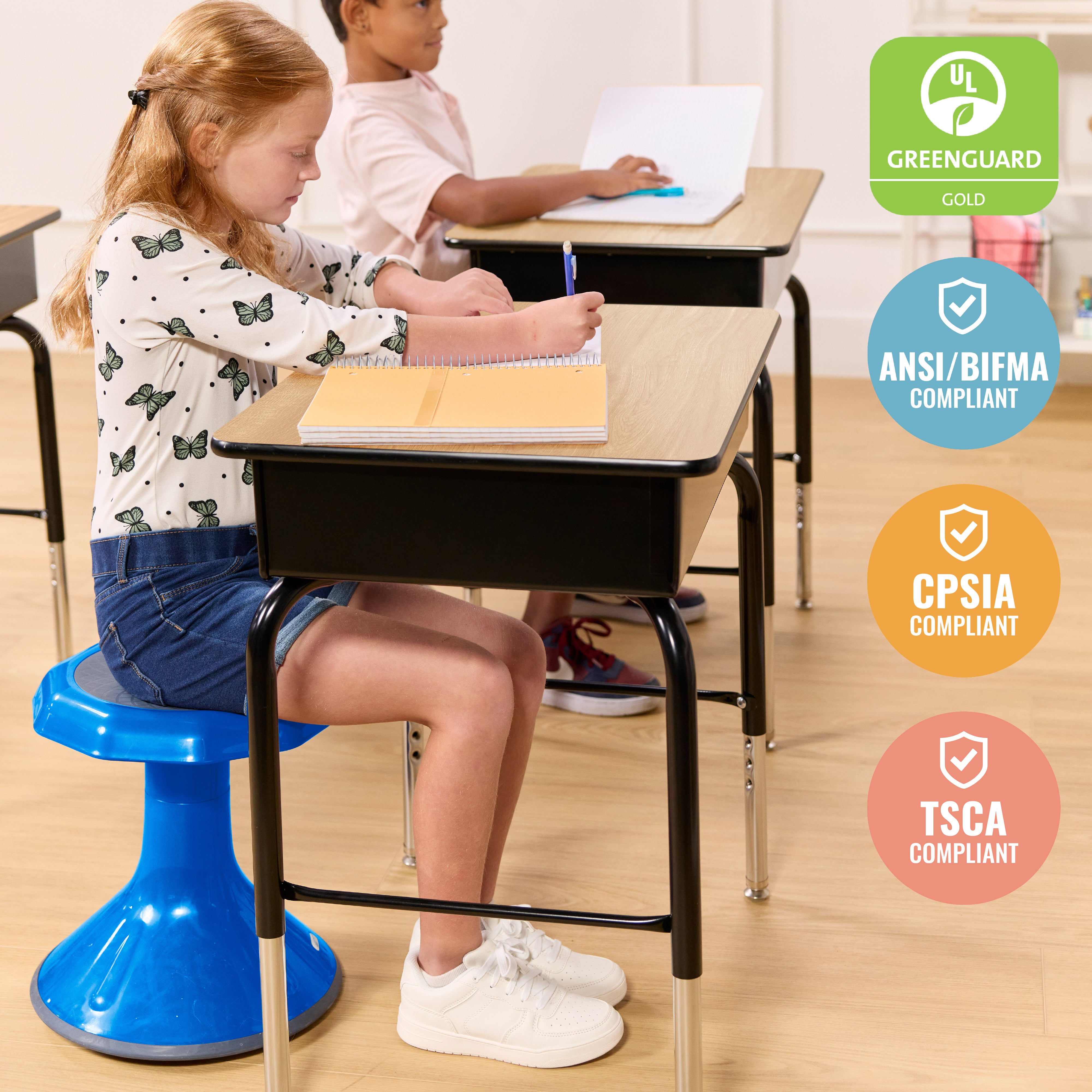 Classroom Package with Open Front Desks and ACE Stools