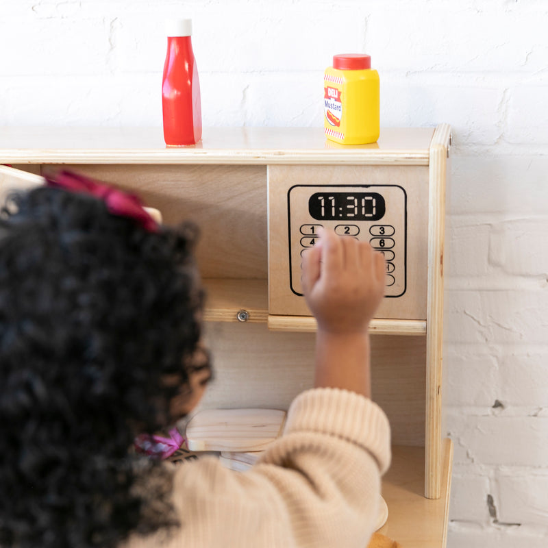 ECR4Kids 4-in-1 Kitchen, Sink, Stove, Oven, Microwave and Storage, Play Kitchen, Natural