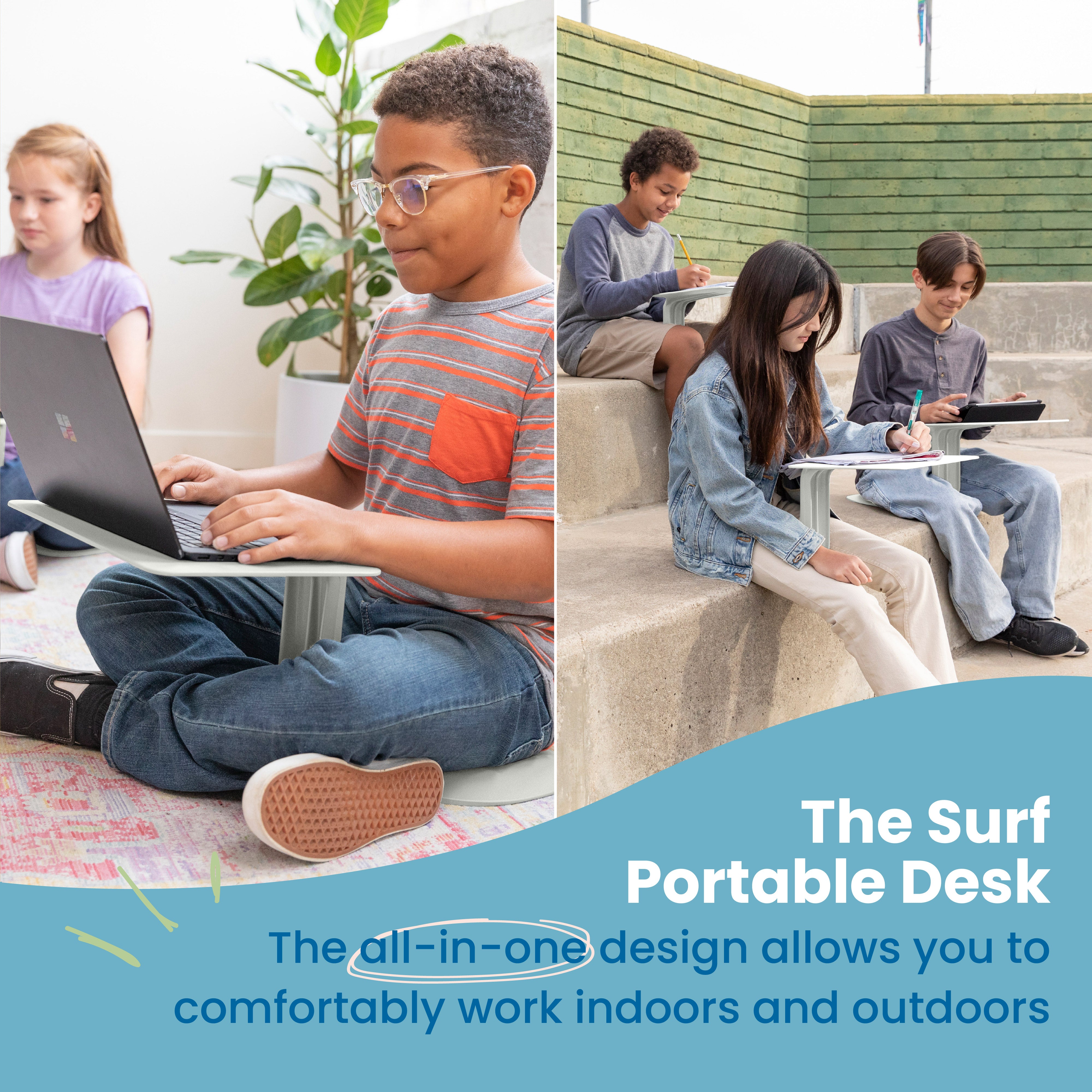 The Surf Indoor/Outdoor Portable Desk with Storage Cart, 10-Pack