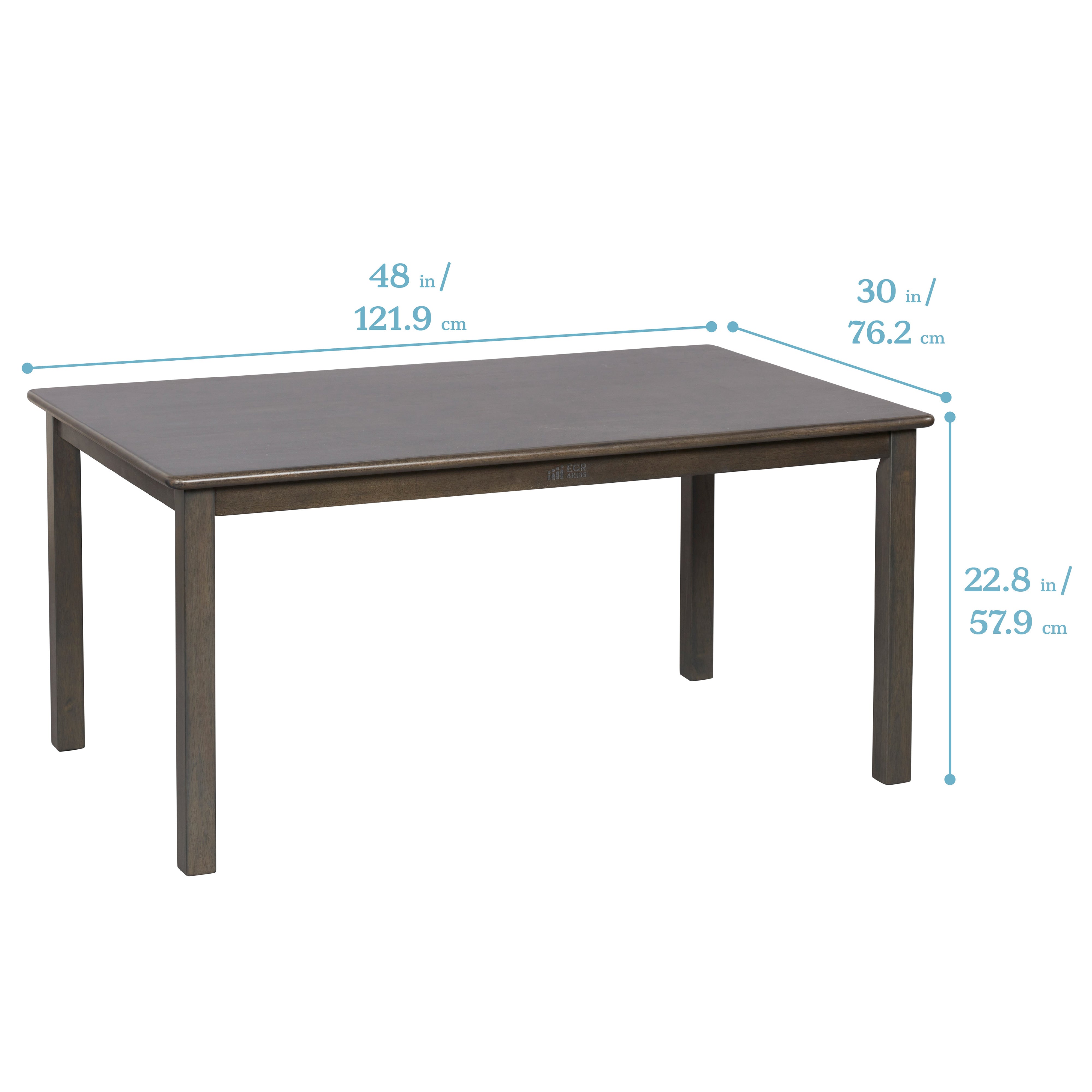 30in x 48in Rectangular Hardwood Table with 22in Legs, Kids Furniture