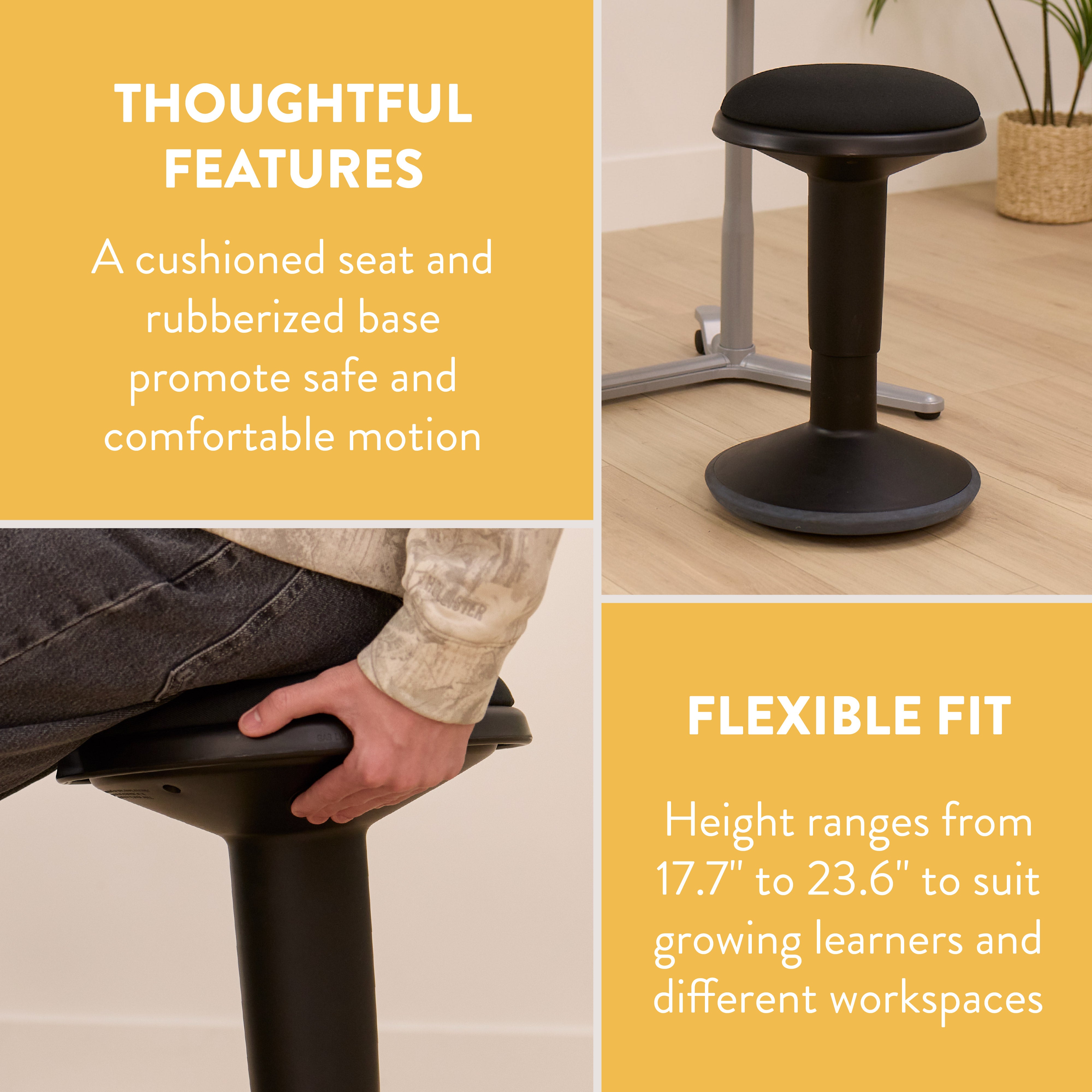 Adjustable Height Wobble Stool with Padded Cushion