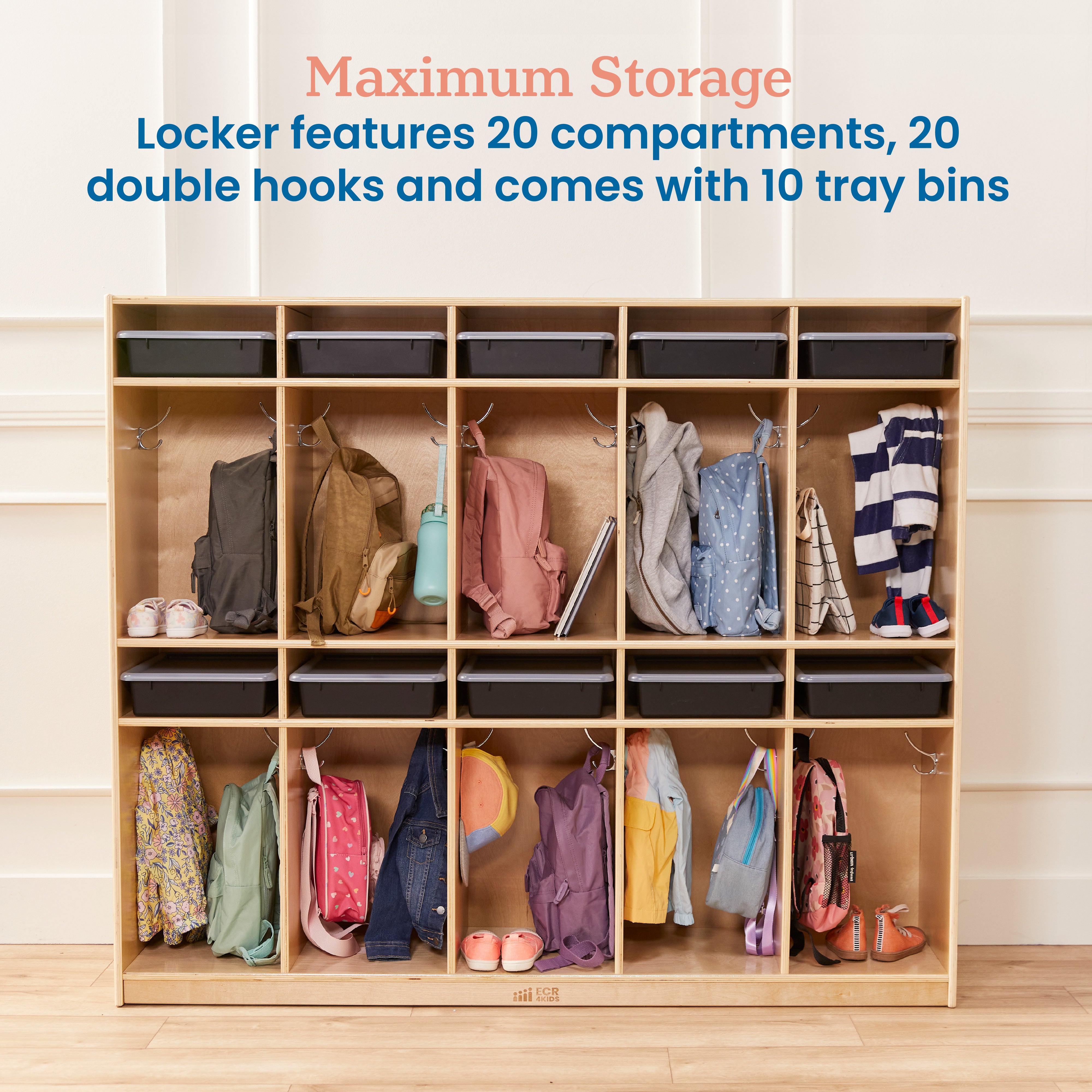 10-Section Coat Locker and 10 Letter Size Trays with Lids
