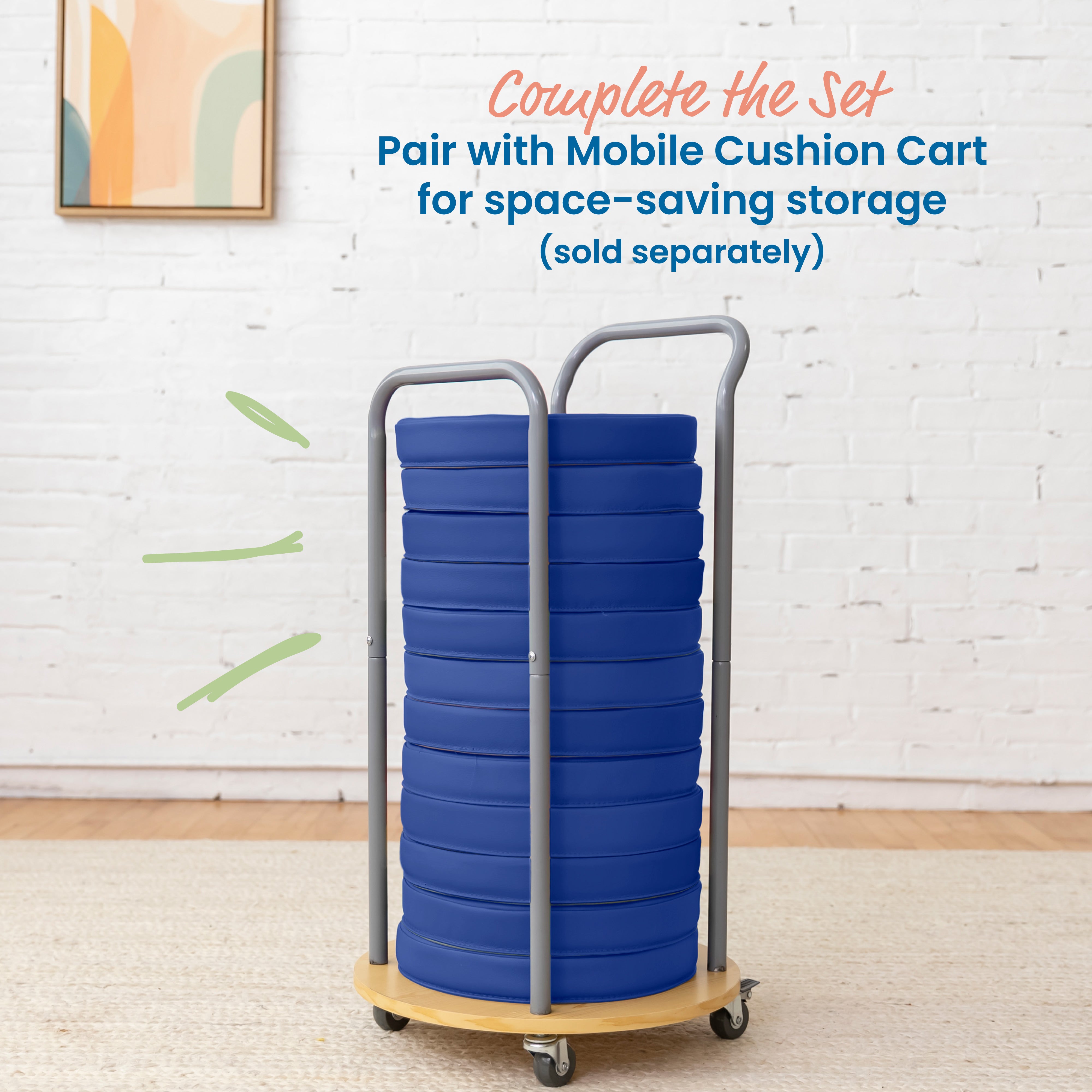 Floor Cushions, Round, 6-Piece