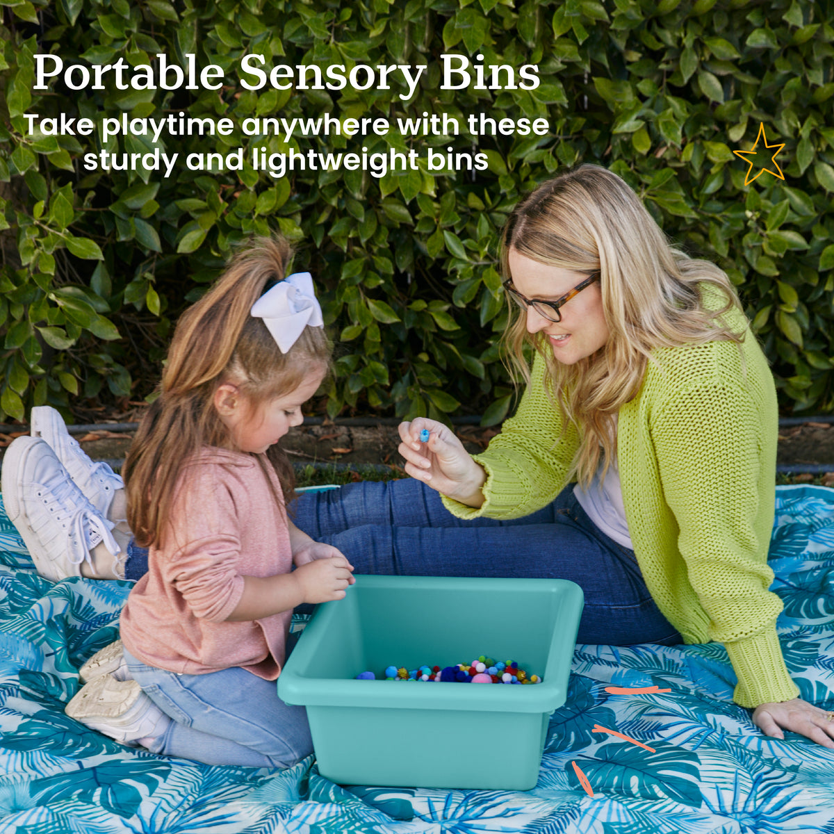 Stackable Square Bins with Non-Snap Lids, 2-Pack