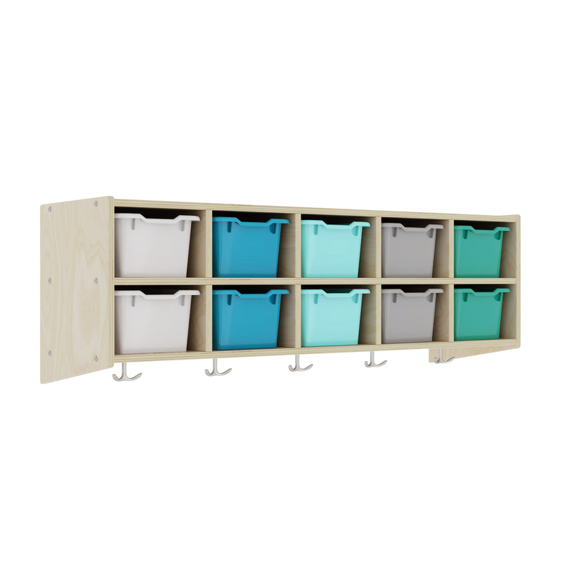 10-Section Hanging Coat Locker with Shelf and 10 Scoop Front Storage B