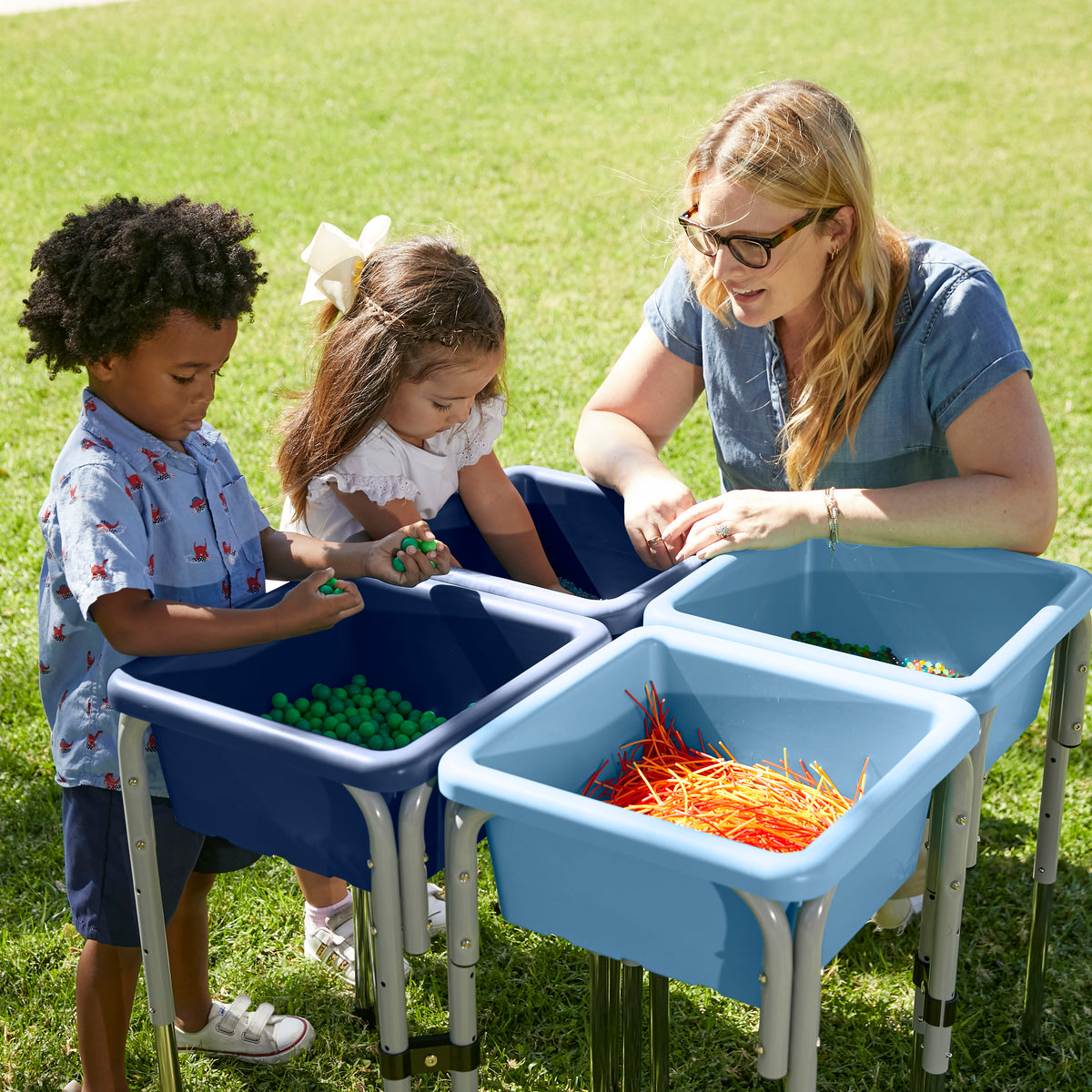 Stackable Square Bins with Non-Snap Lids, 2-Pack