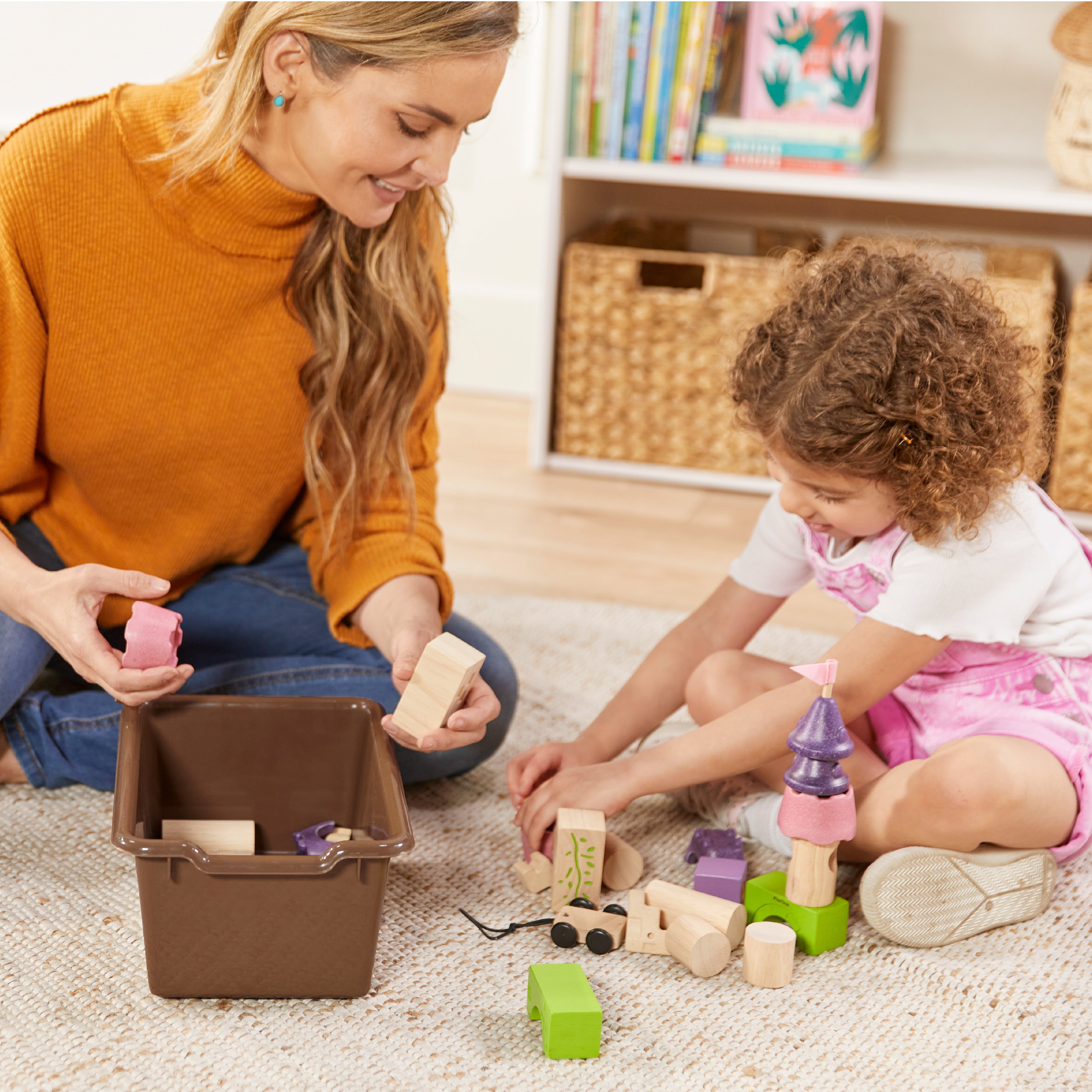 Streamline 15 Cubby Tray Cabinet with 15 Scoop Front Storage Bins, 3x5, White Wash