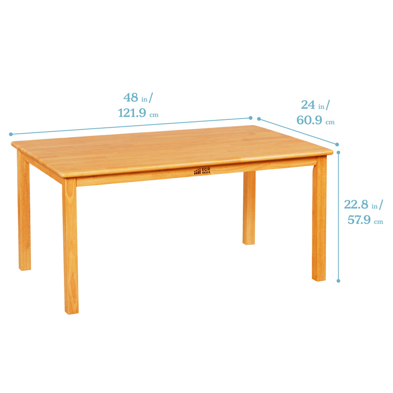 24in x 48in Rectangular Hardwood Table with 22in Legs, Kids Furniture