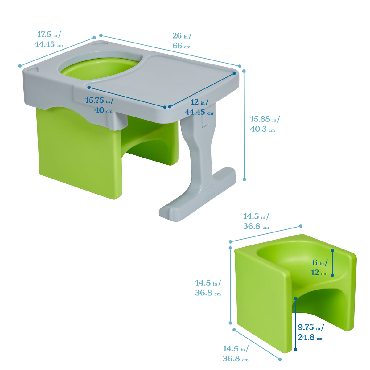 Tri-Me Cube Chair and Desk, 2-Piece