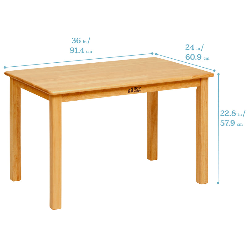 24in x 36in Rectangular Hardwood Table with 22in Legs, Kids Furniture