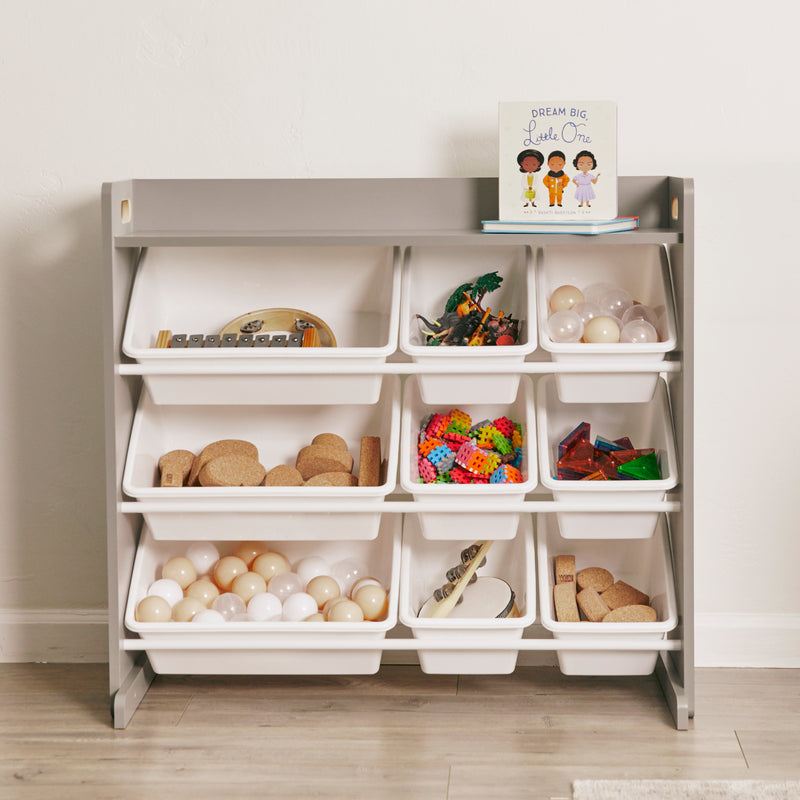 3-Tier Organizer with Shelf and 9 Bins, Toy Storage