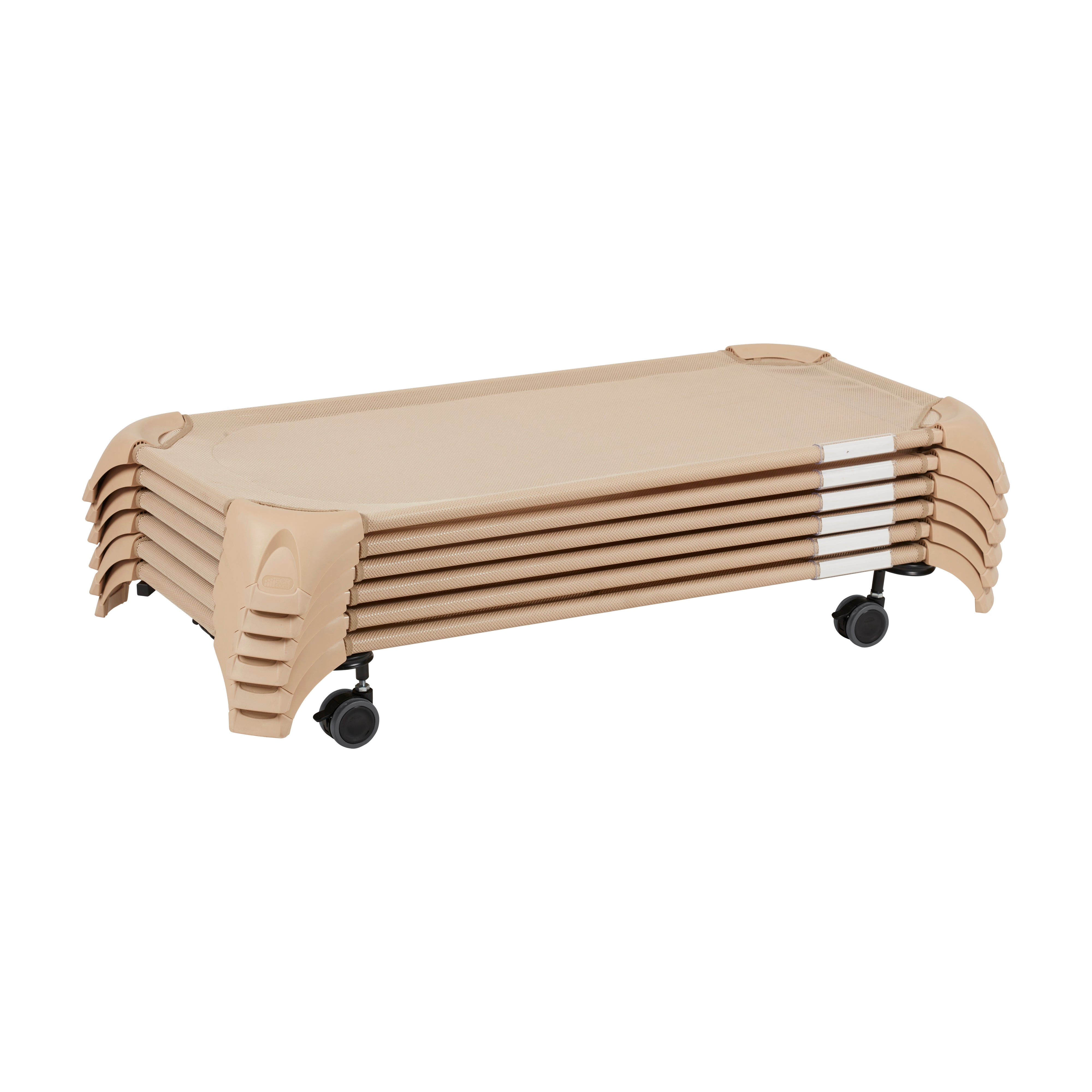Stackable Cozy Cots with Universal Cot Trolley, 6-Pack