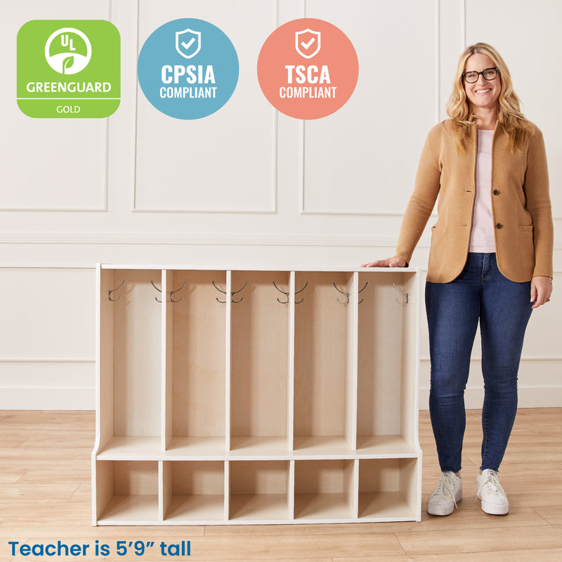 Streamline 5-Section Toddler Coat Locker with Bench, Classroom Furniture