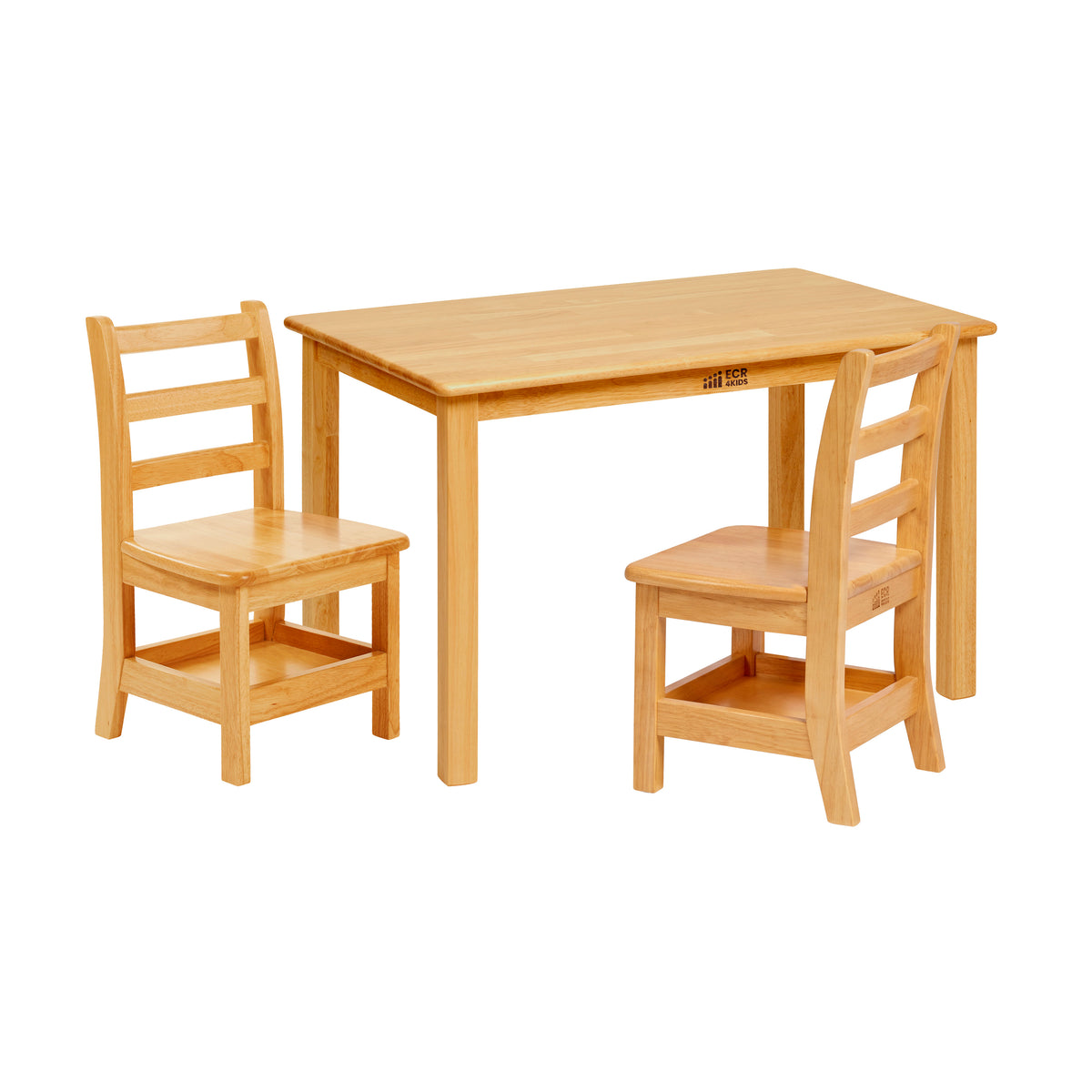 24in x 36in Rectangular Hardwood Table and Two Chairs with Storage, 12in Seat Height, 3-Piece