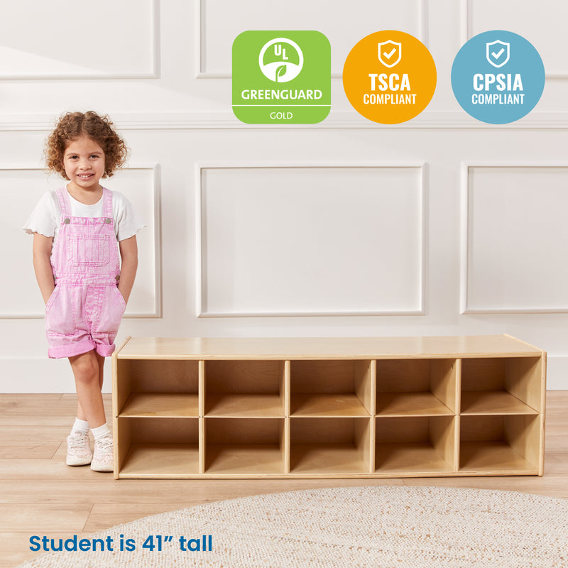 Streamline 10 Cubby Tray Storage Cabinet, 2x5, Classroom Furniture