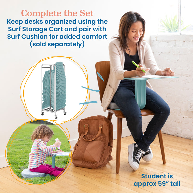 The Surf Portable Lap Desk, Kids Floor Desk, One-Piece Writing Table, Flexible Seating, 10-Pack