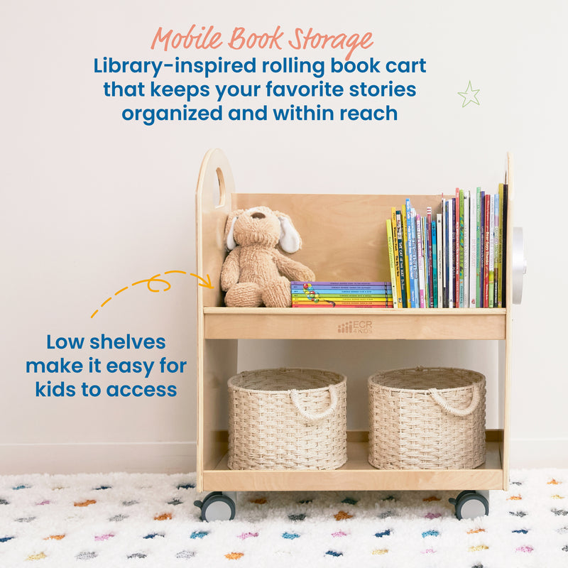 Mobile Book Cart with Countdown Timer, Classroom Bookshelf