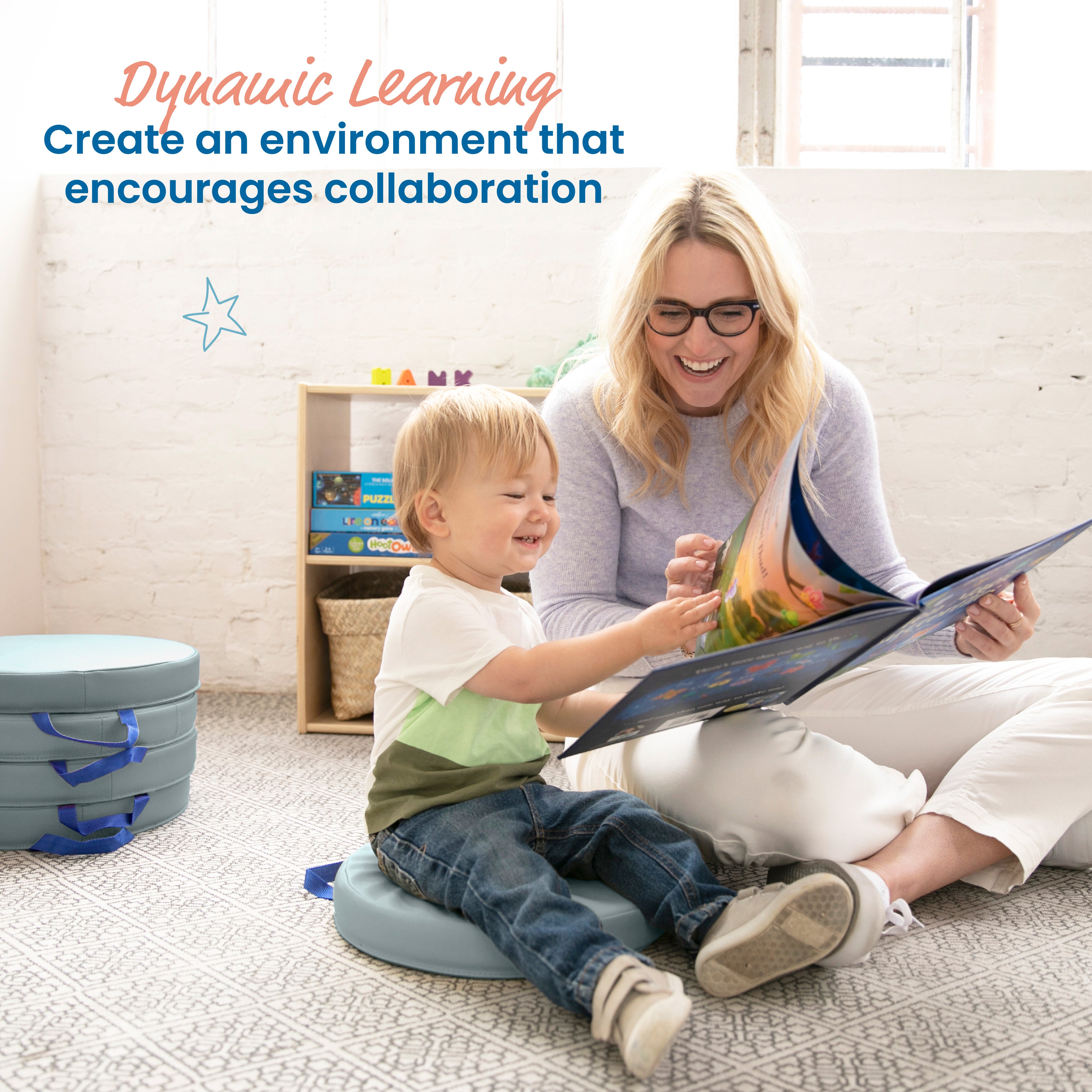 Round Floor Cushions with Handle, 6-Piece