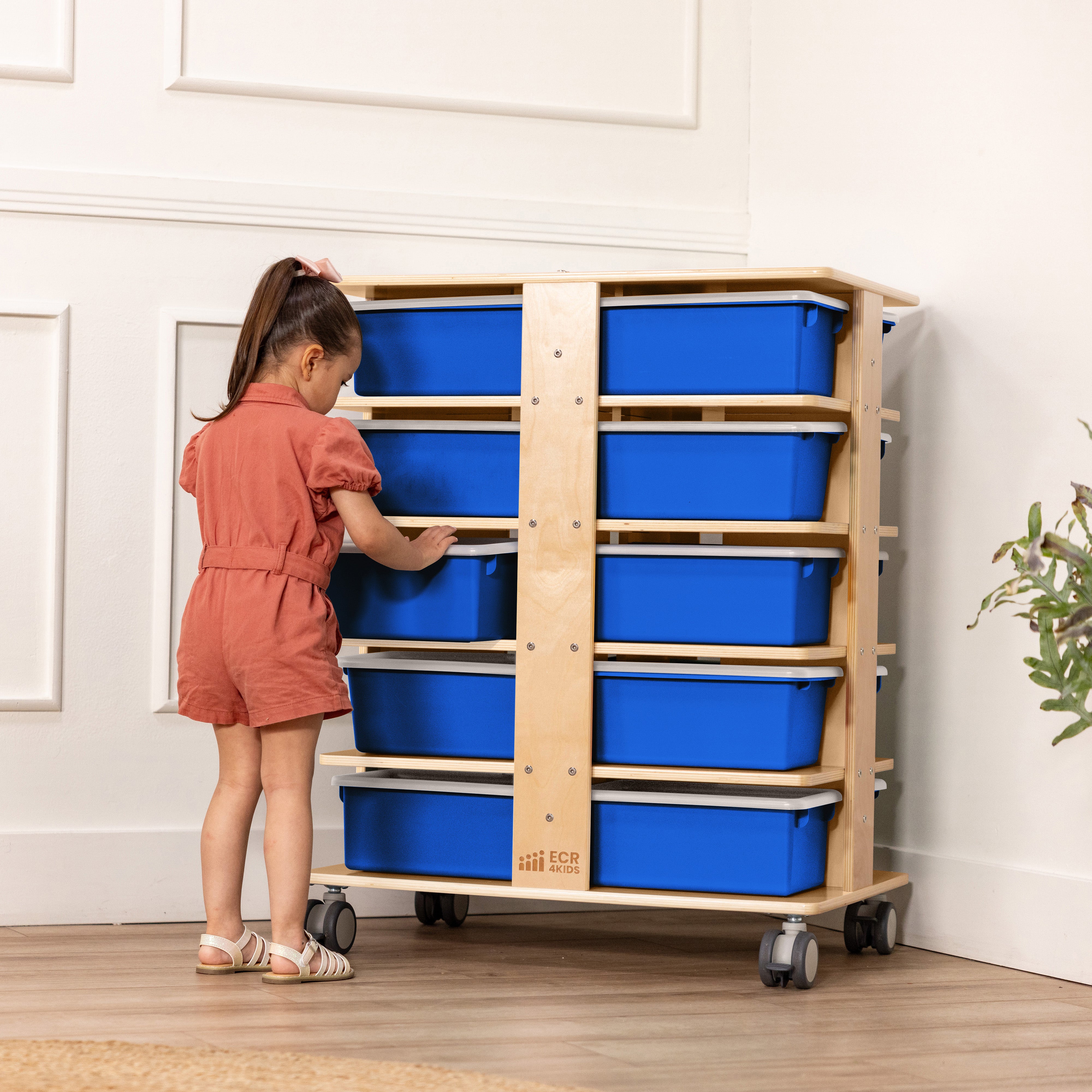 20-Compartment Mobile Storage Tower and 20 Cubby Bins, 5x4