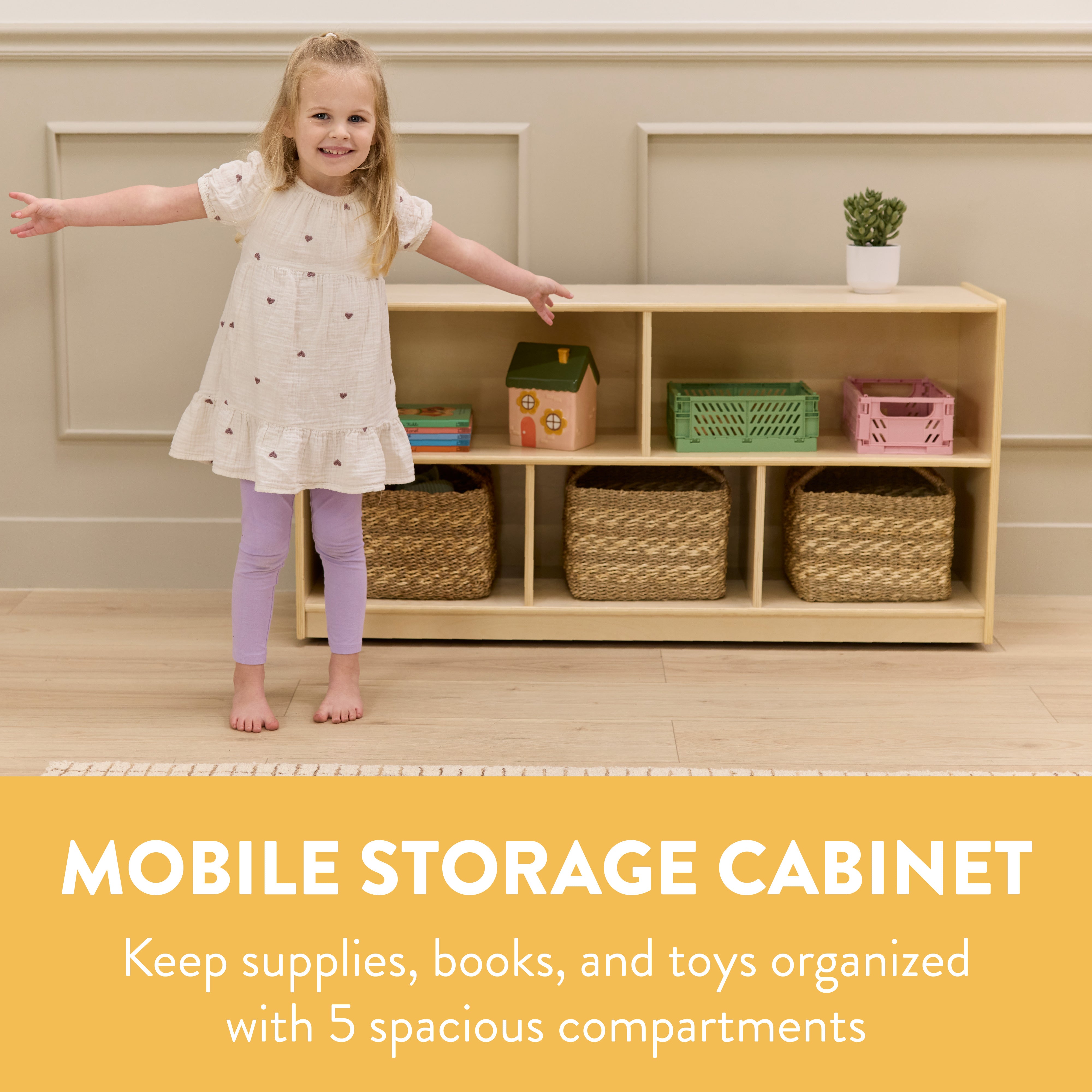 5-Compartment Mobile Storage Cabinet, Toddler