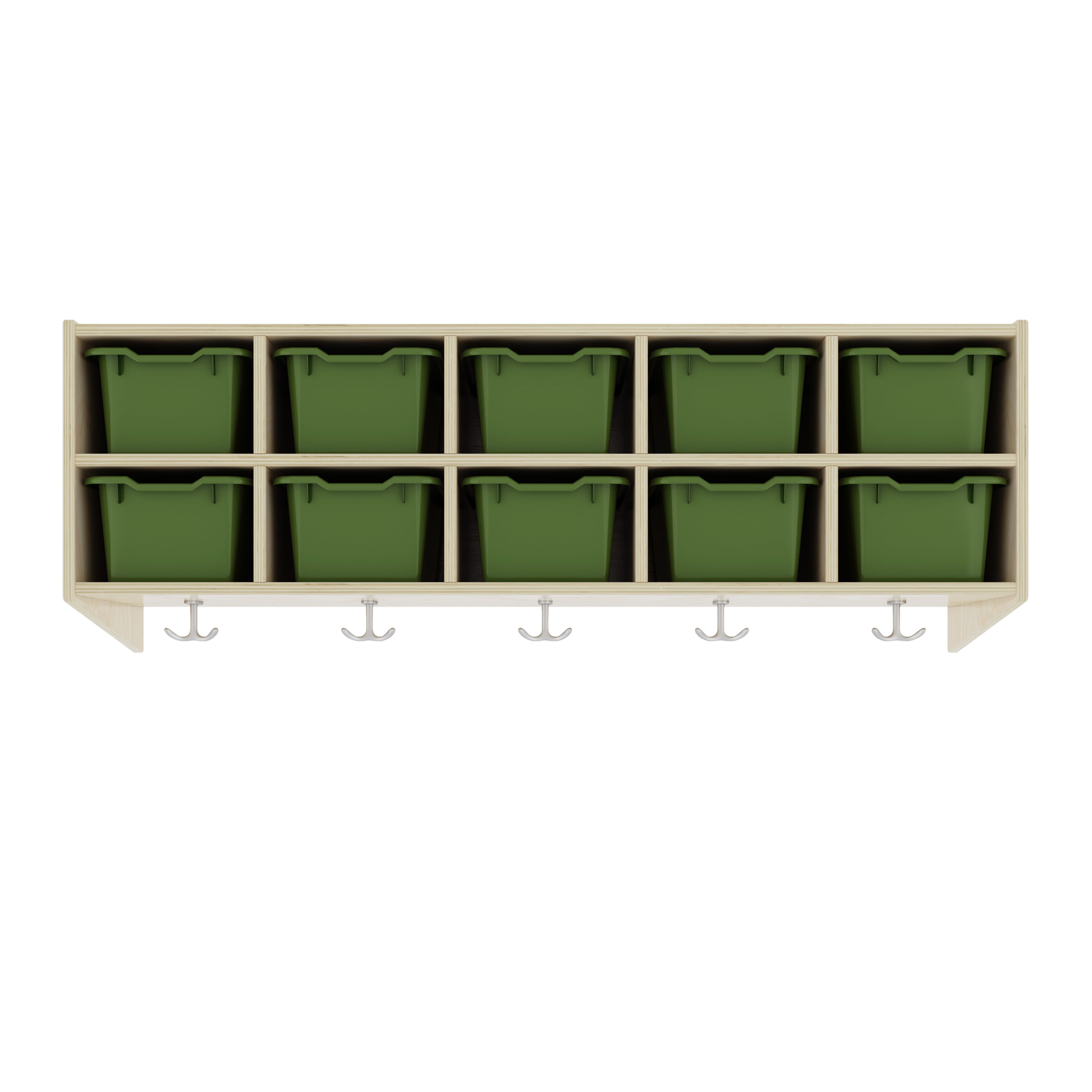 Streamline 10-Section Hanging Coat Locker with 10 Scoop Front Storage Bins