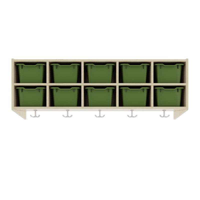 Streamline 10-Section Hanging Coat Locker with 10 Scoop Front Storage Bins