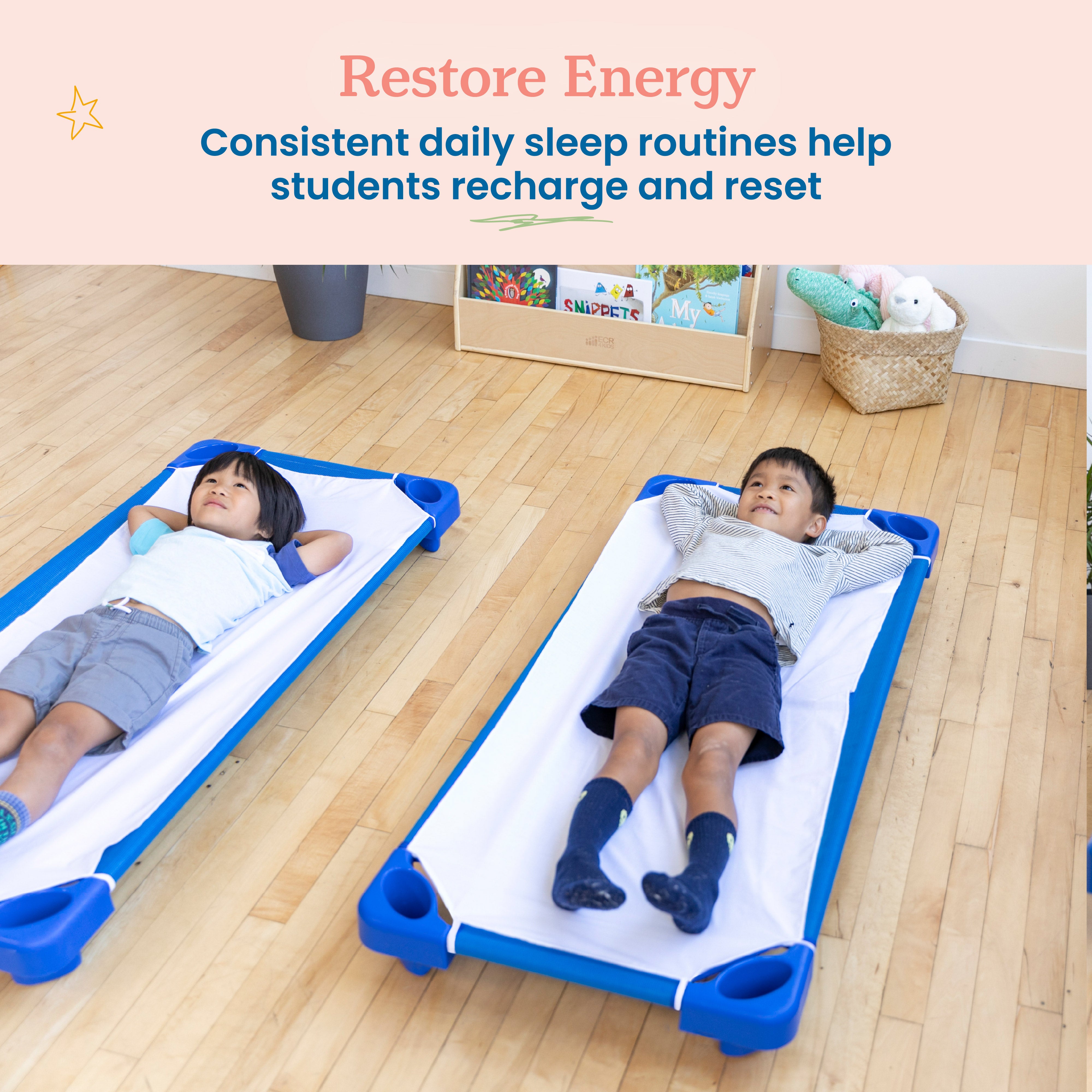 Stackable Kiddie Cot with Sheet, Ready-to-Assemble, Standard Size, 6-Pack