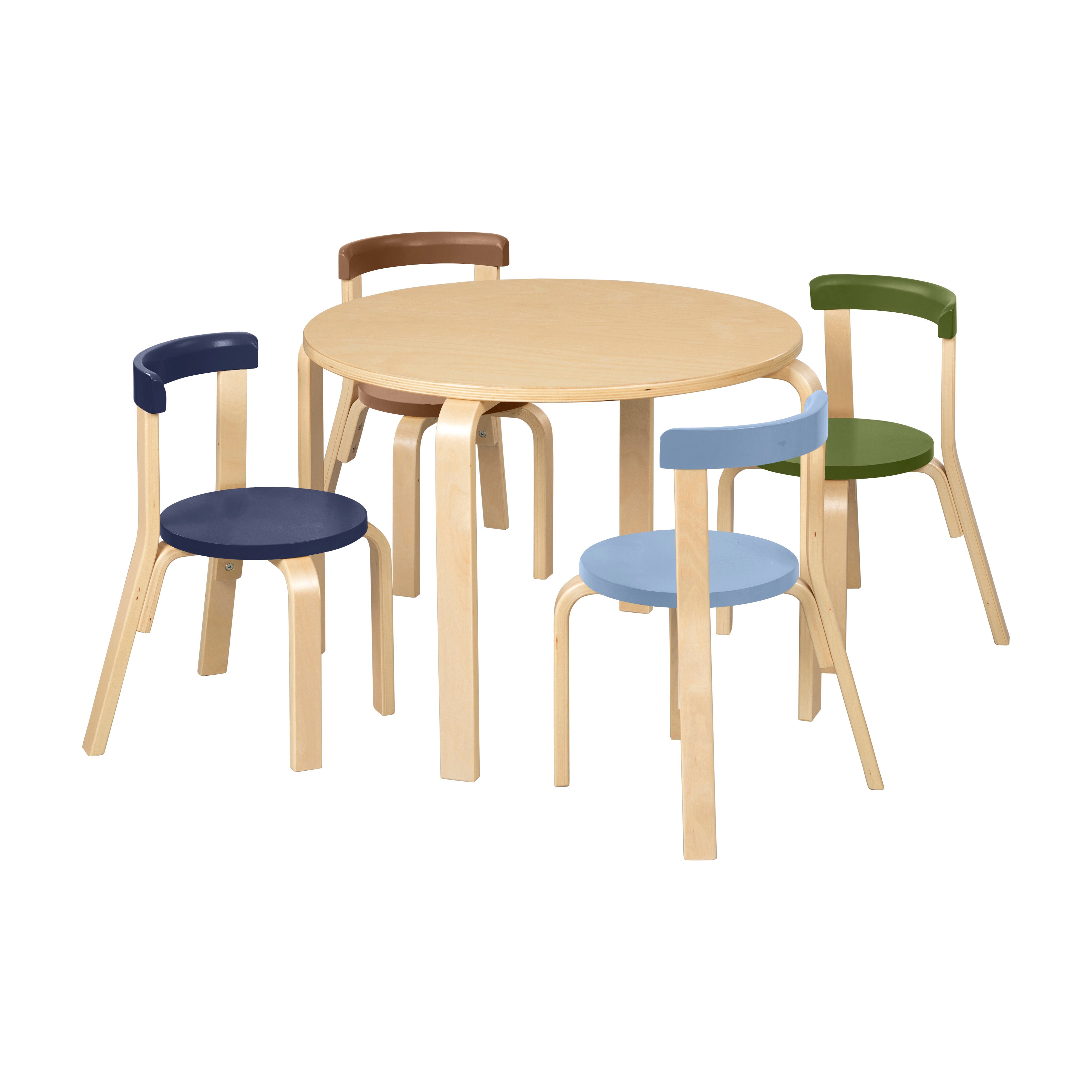 Bentwood Table and Curved Back Chair Set, 5-Piece