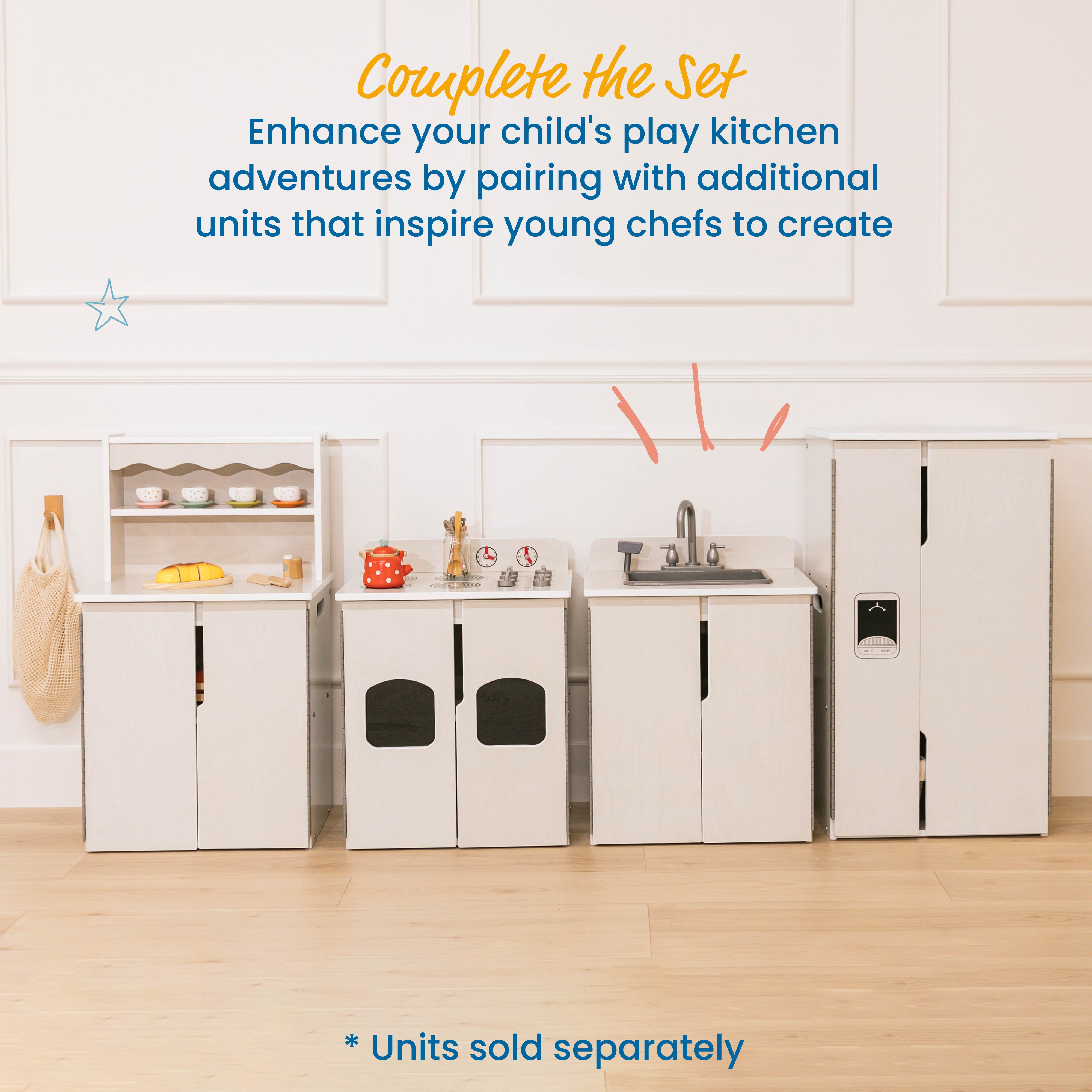 Play Kitchen Refrigerator, Wooden Playset