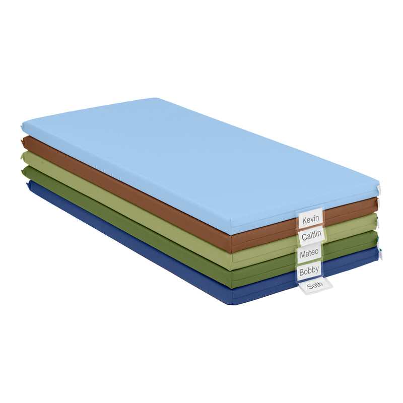 Rainbow Rest Nap Mats, Clear Name Tag Holder, 2in Thick - 5-Pack
