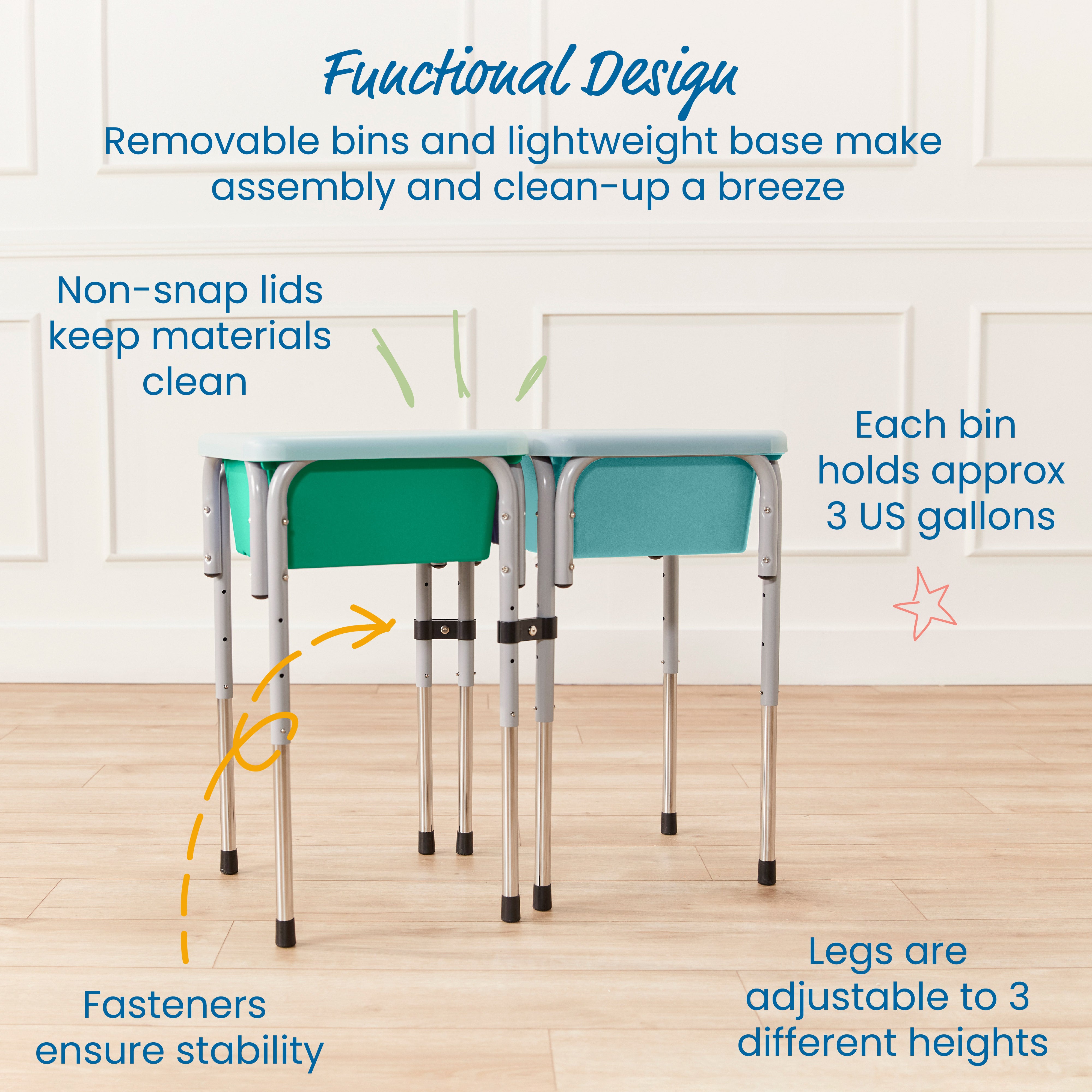 2-Station Sand and Water Adjustable Play Table, Sensory Bins