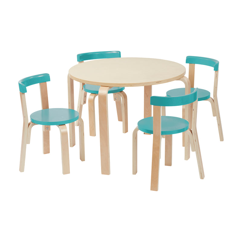 Bentwood Table and Curved Back Chair Set, 5-Piece